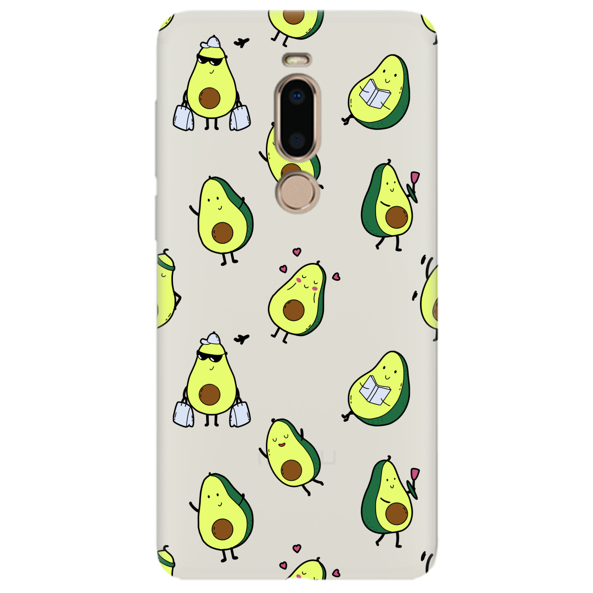 Чехол для Meizu M8 полупрозрачный матовый soft touch Cute avocado - фото 1