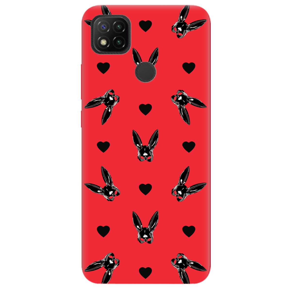 Чехол для Xiaomi Redmi 10A ярко-красный матовый soft touch Playboy mask - фото 1