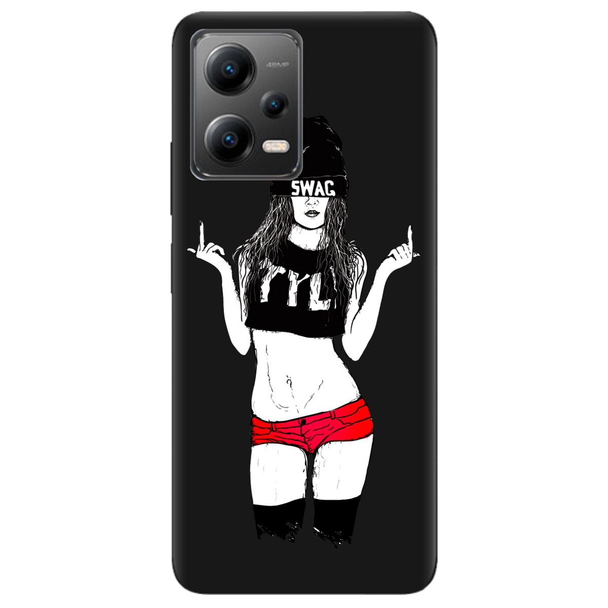 Чехол для Xiaomi Poco X5 5G черный матовый soft touch Swag - фото 1