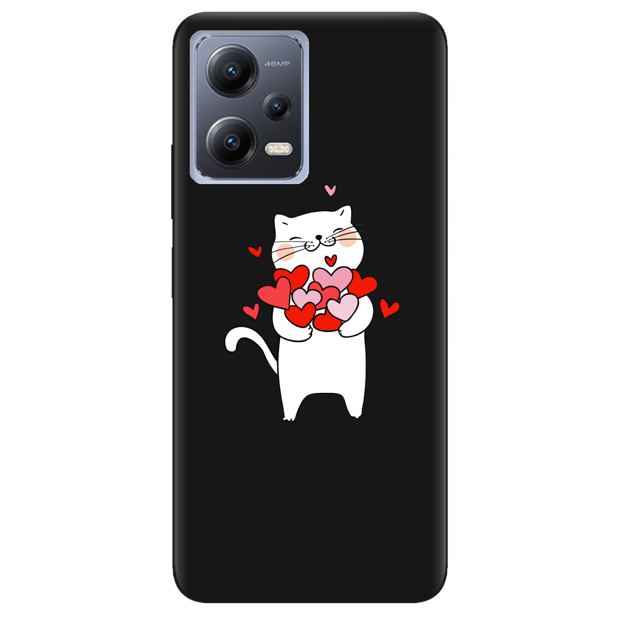 Чехол для Xiaomi Redmi Note 12 5G черный матовый soft touch loving heart - фото 1