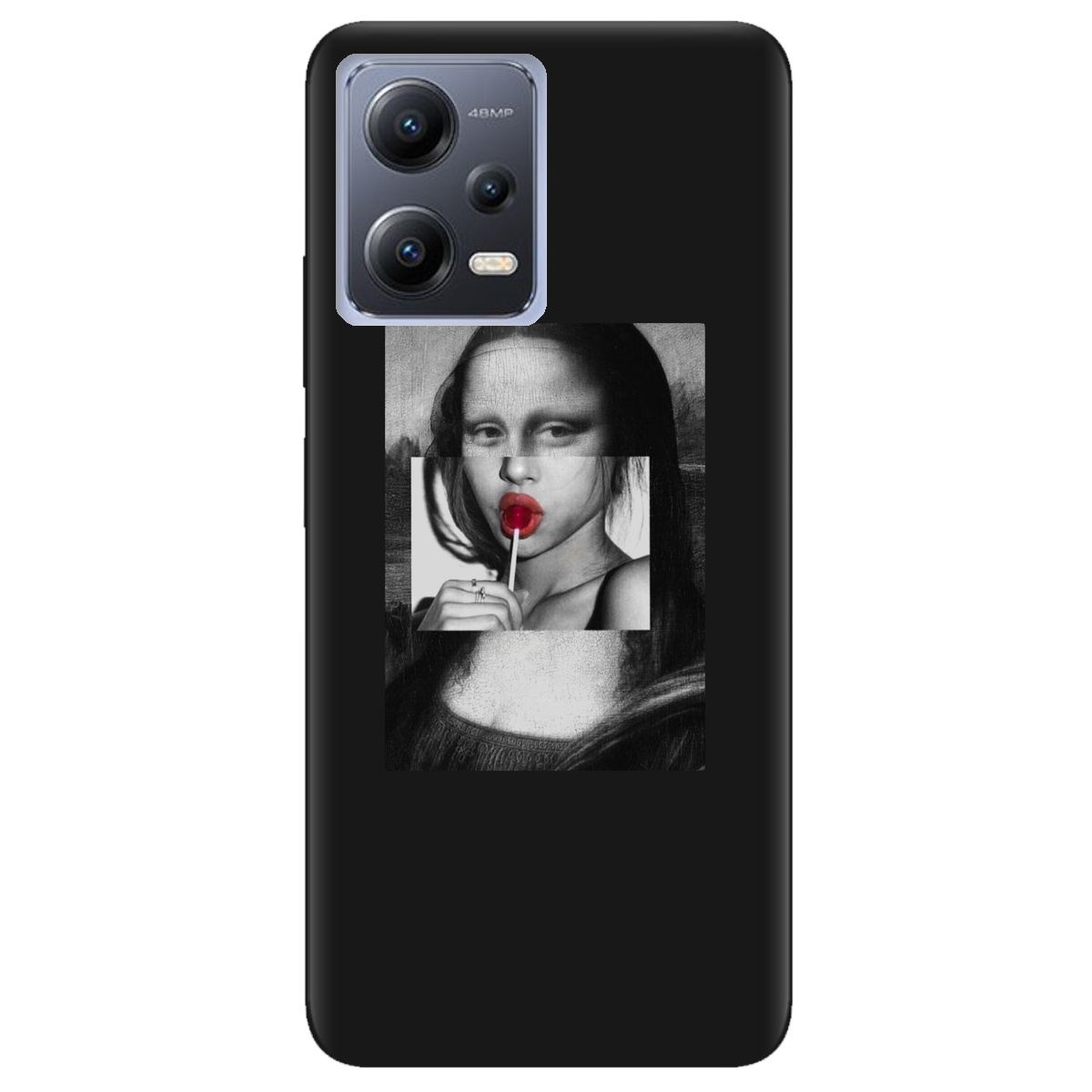 Чехол для Xiaomi Redmi Note 12 5G черный матовый soft touch Mona lisa - фото 1