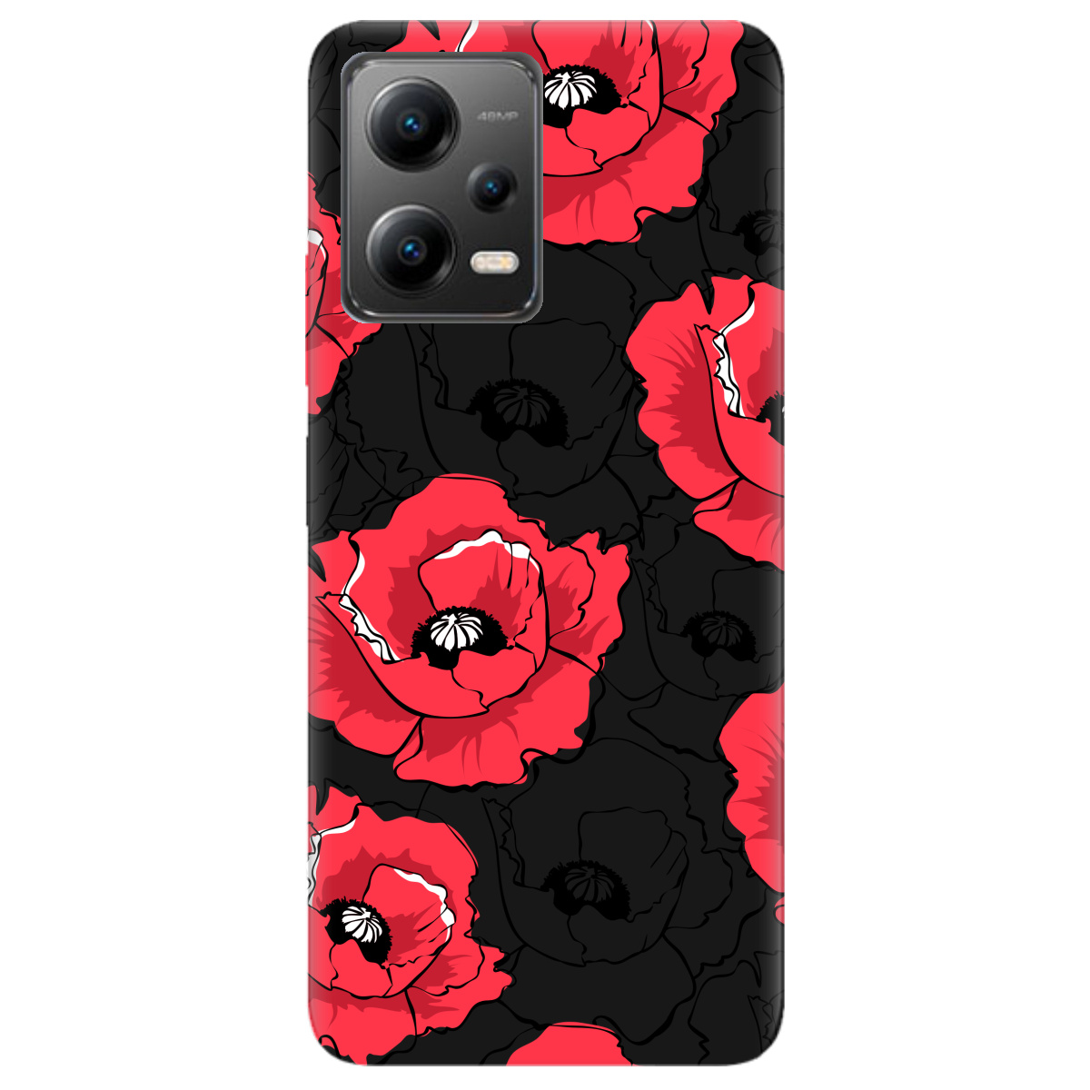 Чохол для Xiaomi Poco X5 5G чорний матовий soft touch Red poppy - фото 1