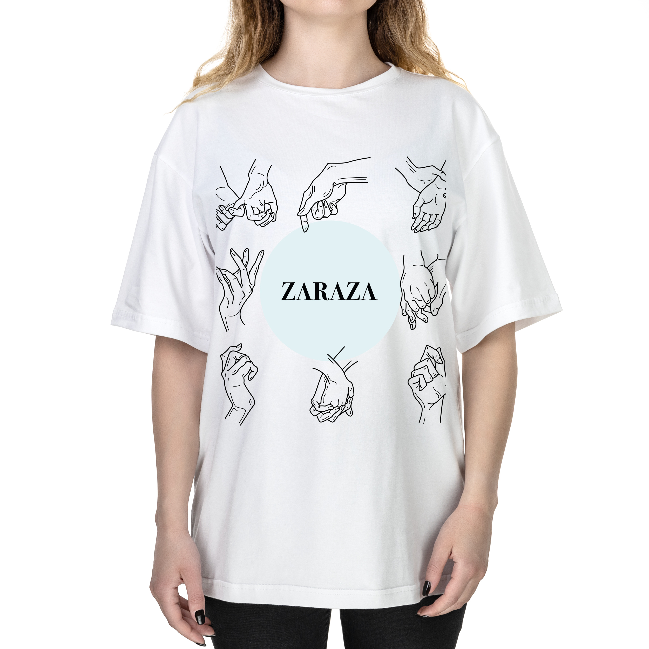 Футболка жіноча оверсайз біла бавовна/еластан А3 розміру Zaraza XL - фото 1