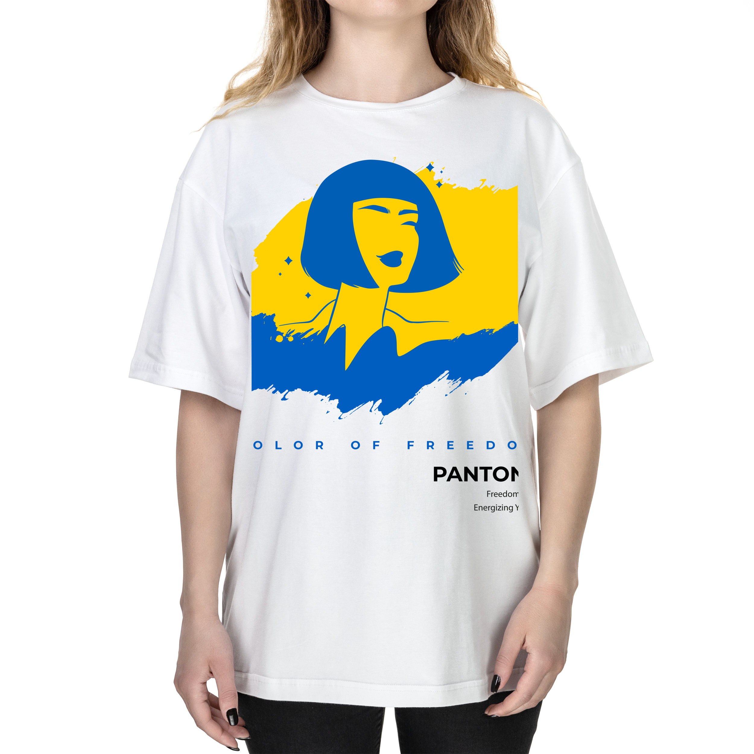 Футболка жіноча оверсайз біла бавовна/еластан А3 розміру Pantone XXXL - фото 1
