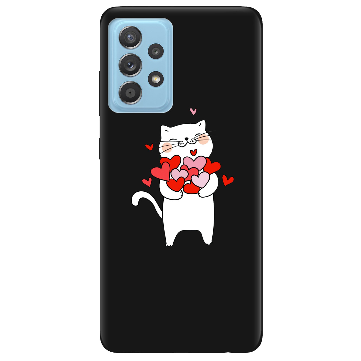 Чехол для Samsung Galaxy A52s черный матовый soft touch loving heart - фото 1