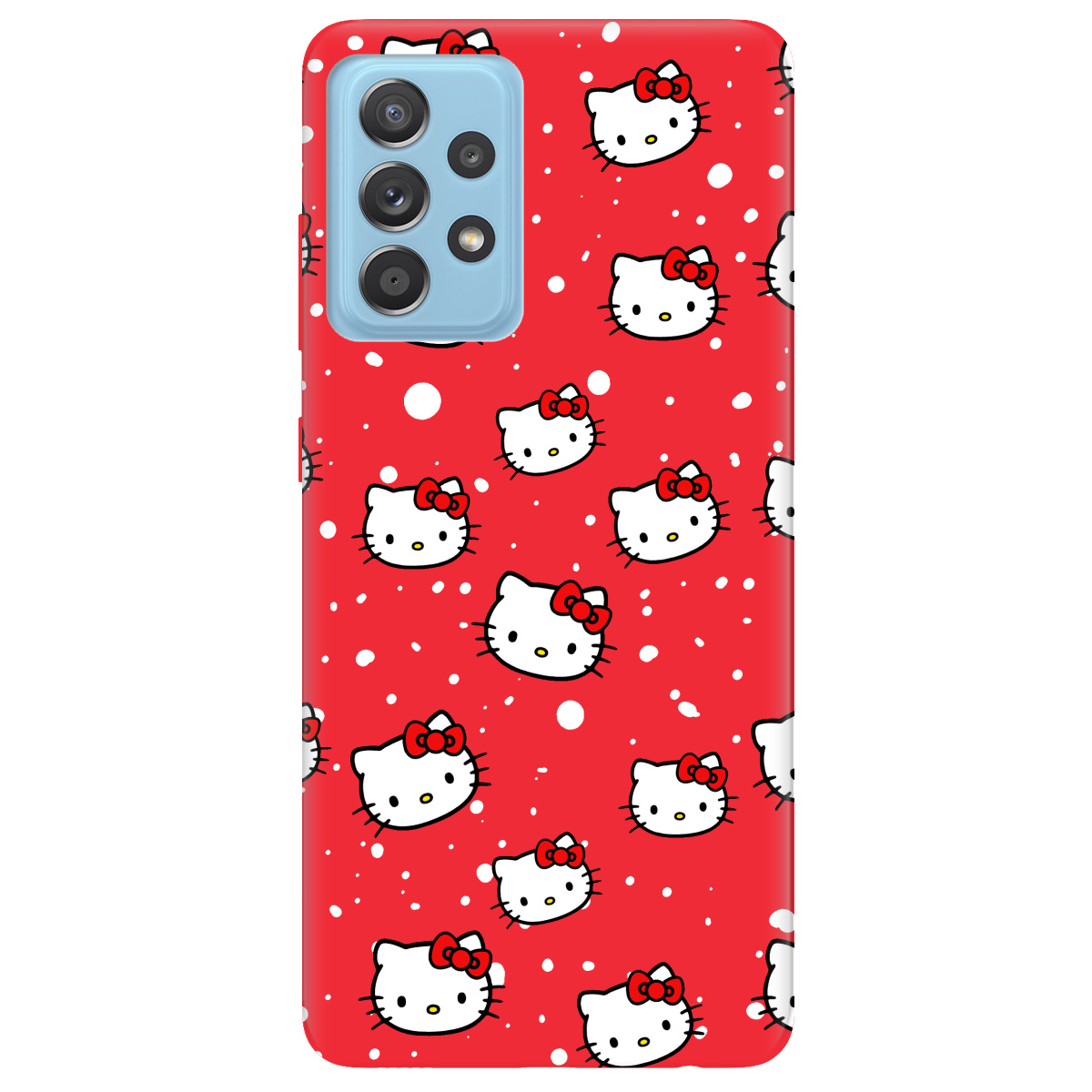 Чехол для Samsung Galaxy A52s ярко-красный матовый soft touch Hello Kitty - фото 1
