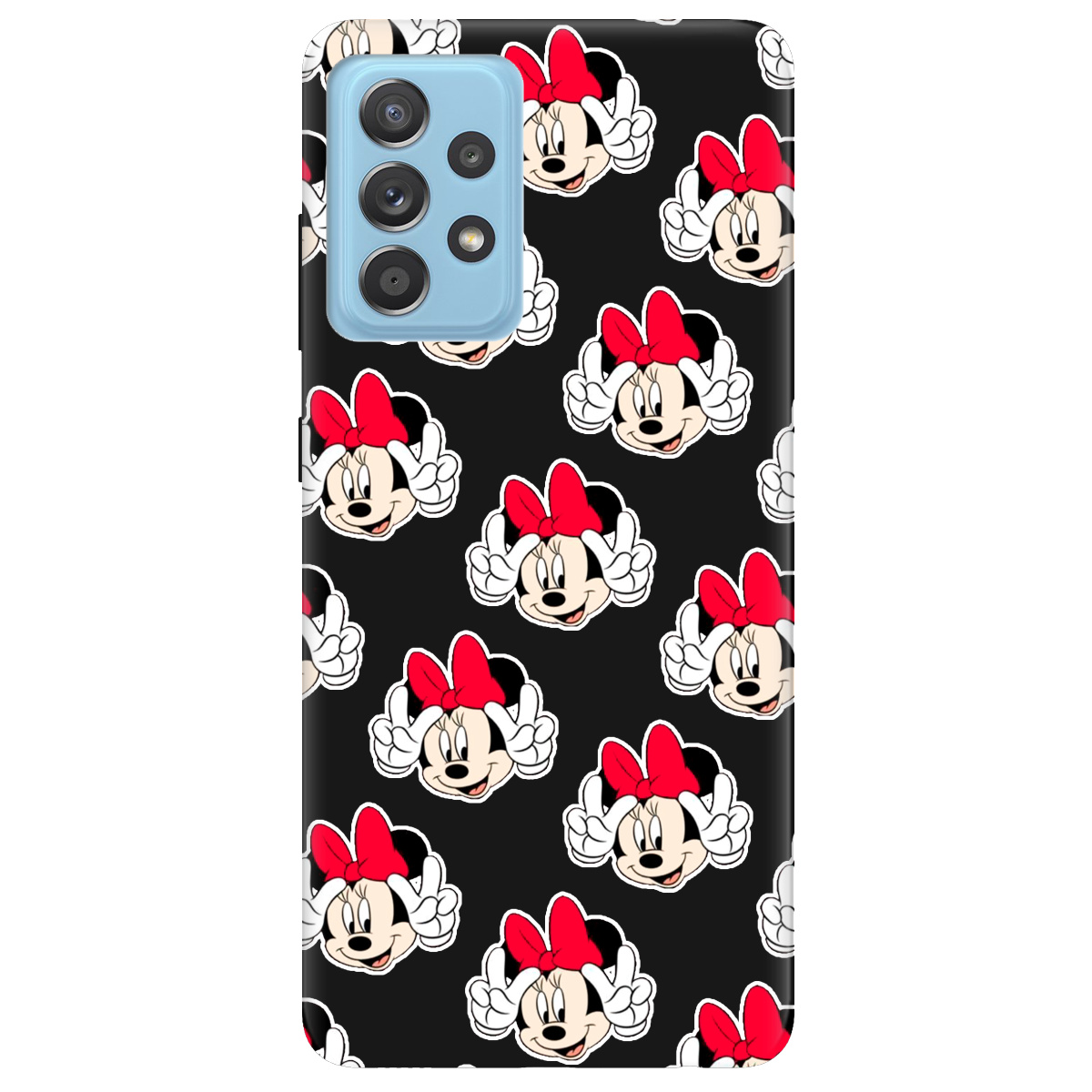 Чехол для Samsung Galaxy A52s черный матовый soft touch Minnie Mouse - фото 1