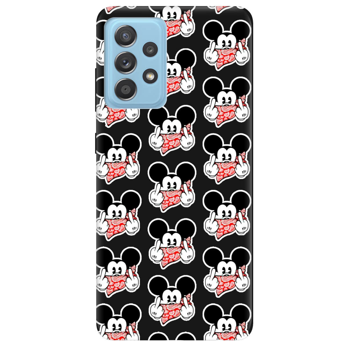 Чехол для Samsung Galaxy A52s черный матовый soft touch Mickey Mouse - фото 1