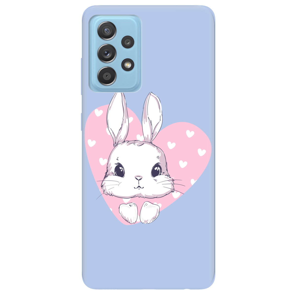 Чехол для Samsung Galaxy A52s нежно-голубой матовый soft touch Cute bunny - фото 1
