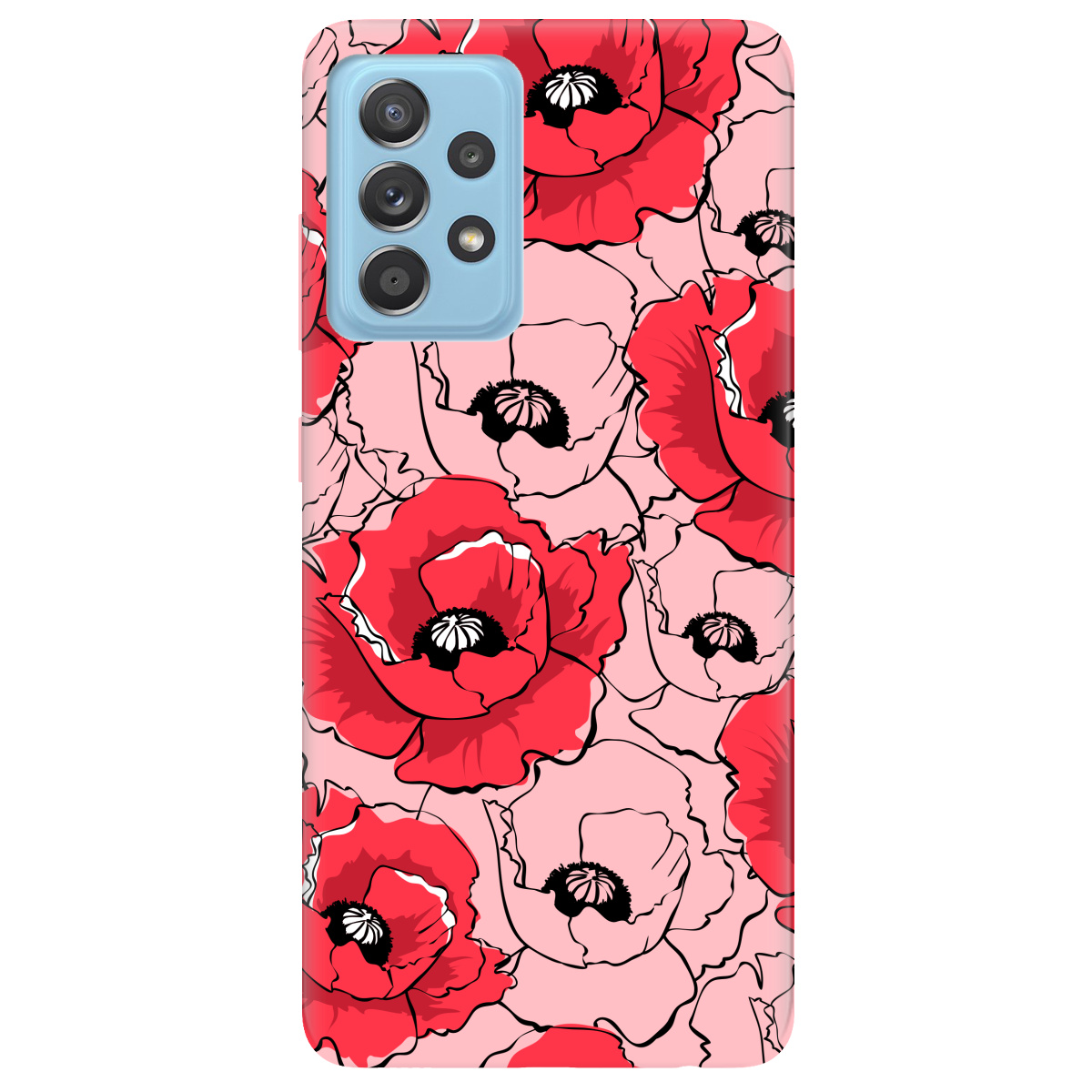Чехол для Samsung Galaxy A52s нежно-розовый матовый soft touch Red poppy - фото 1