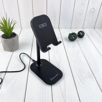 Подставка для телефона с функцией беспроводной зарядки на  телескопической ножке 25 см чёрная - фото 3 Подставка для телефона с функцией беспроводной зарядки на  телескопической ножке 25 см чёрная - фото 3 - Держатели, штативы, подставки, LED лампы для селфи