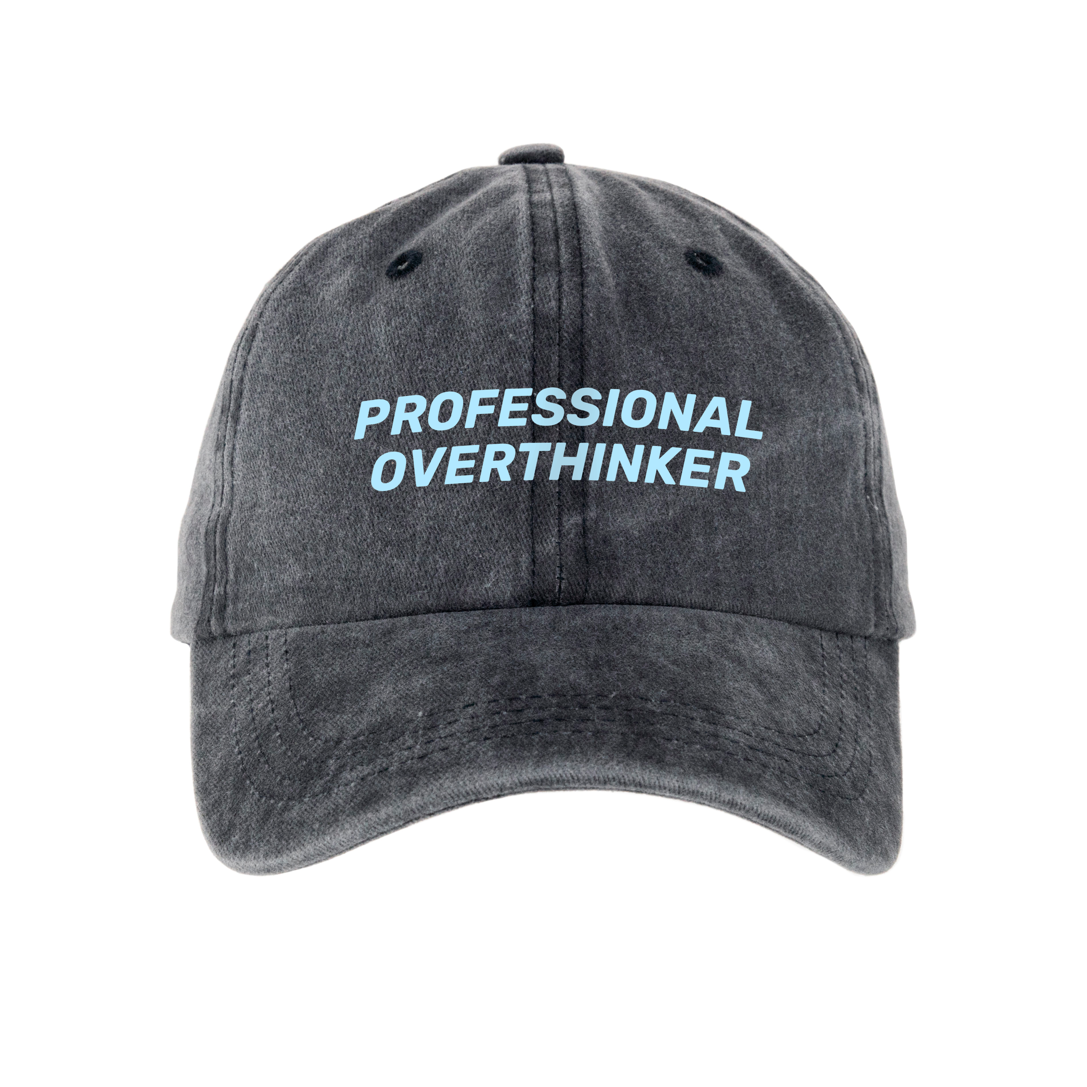 Кепка шестиклинка бавовняна Vintage потерта темно-сіра Professional overthinker - фото 1 - Кепки, панами