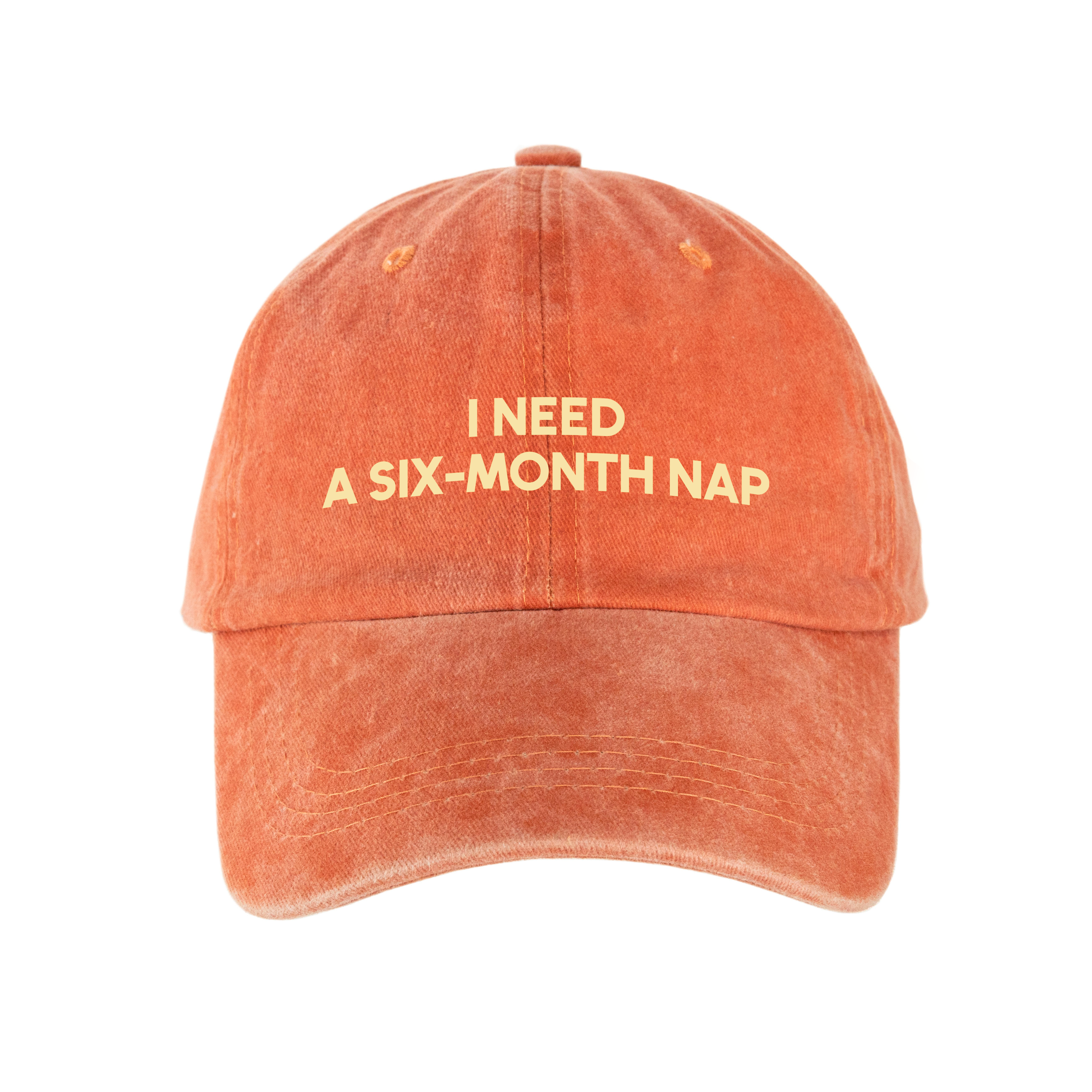 Кепка шестиклинка хлопок Vintage потертая оранжевая I need nap - фото 1 - Кепки, панамы