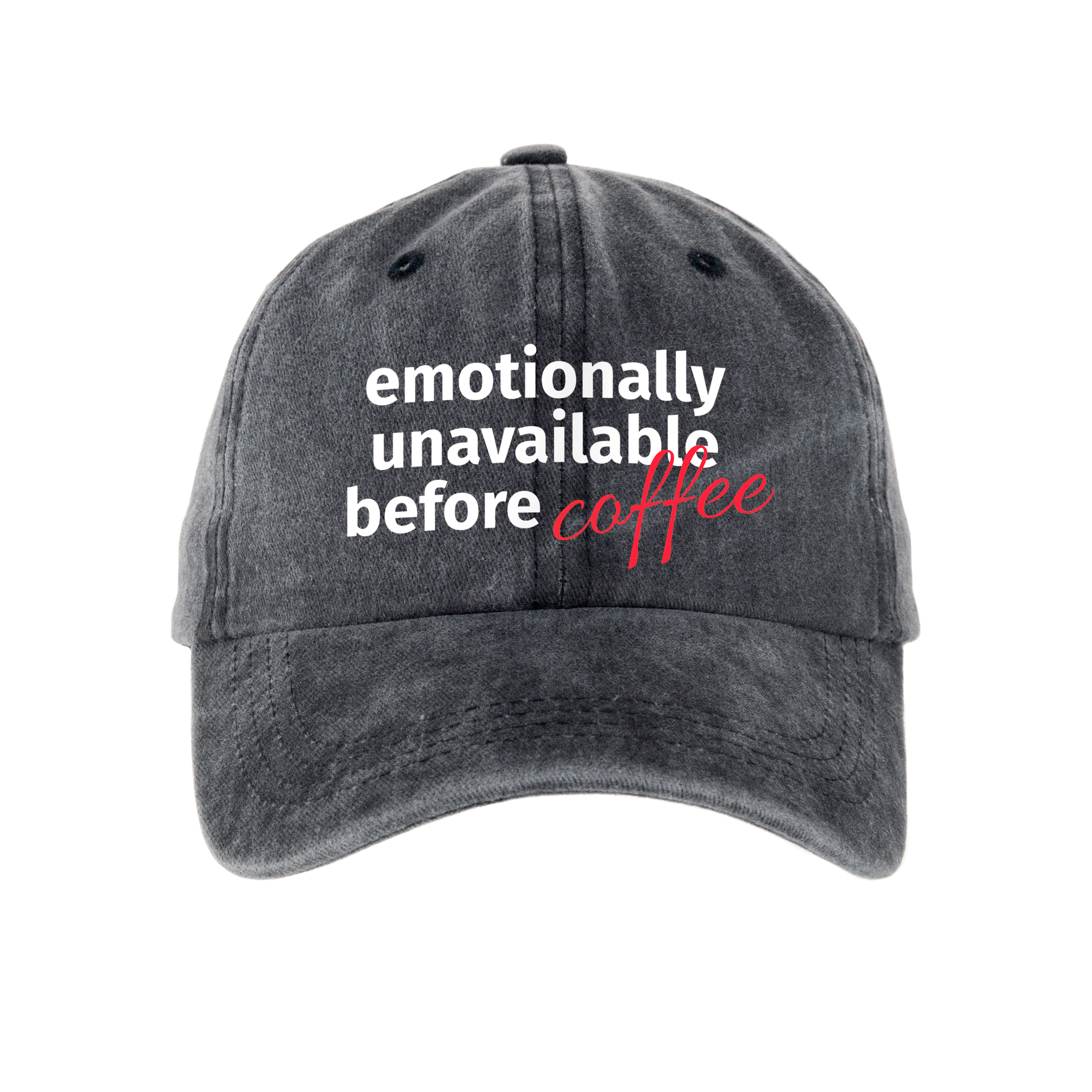 Кепка шестиклинка хлопок Vintage потертая темно-серая Emotionally anavailable - фото 1 - Кепки, панамы