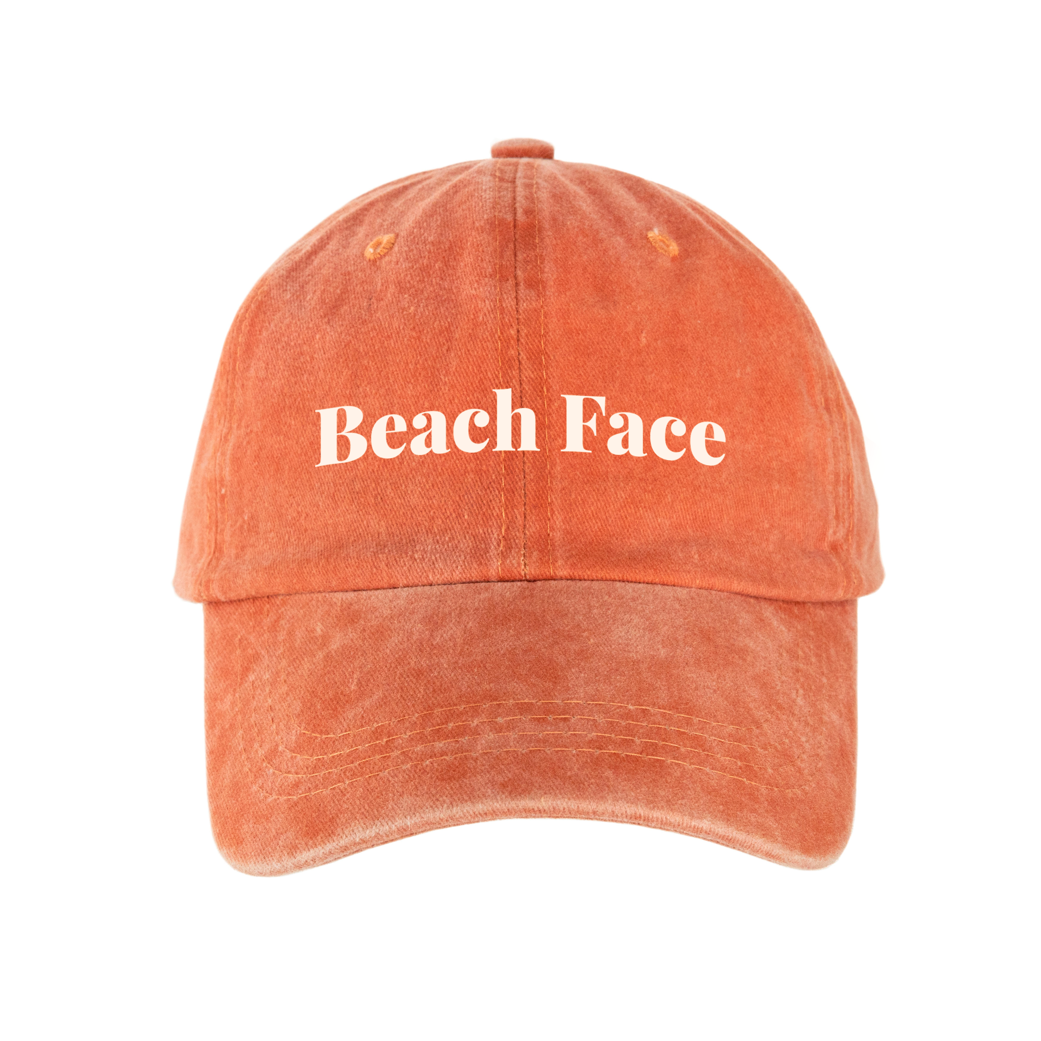 Кепка шестиклинка бавовняна Vintage потерта помаранчева Beach Face - фото 1 - Кепки, панами