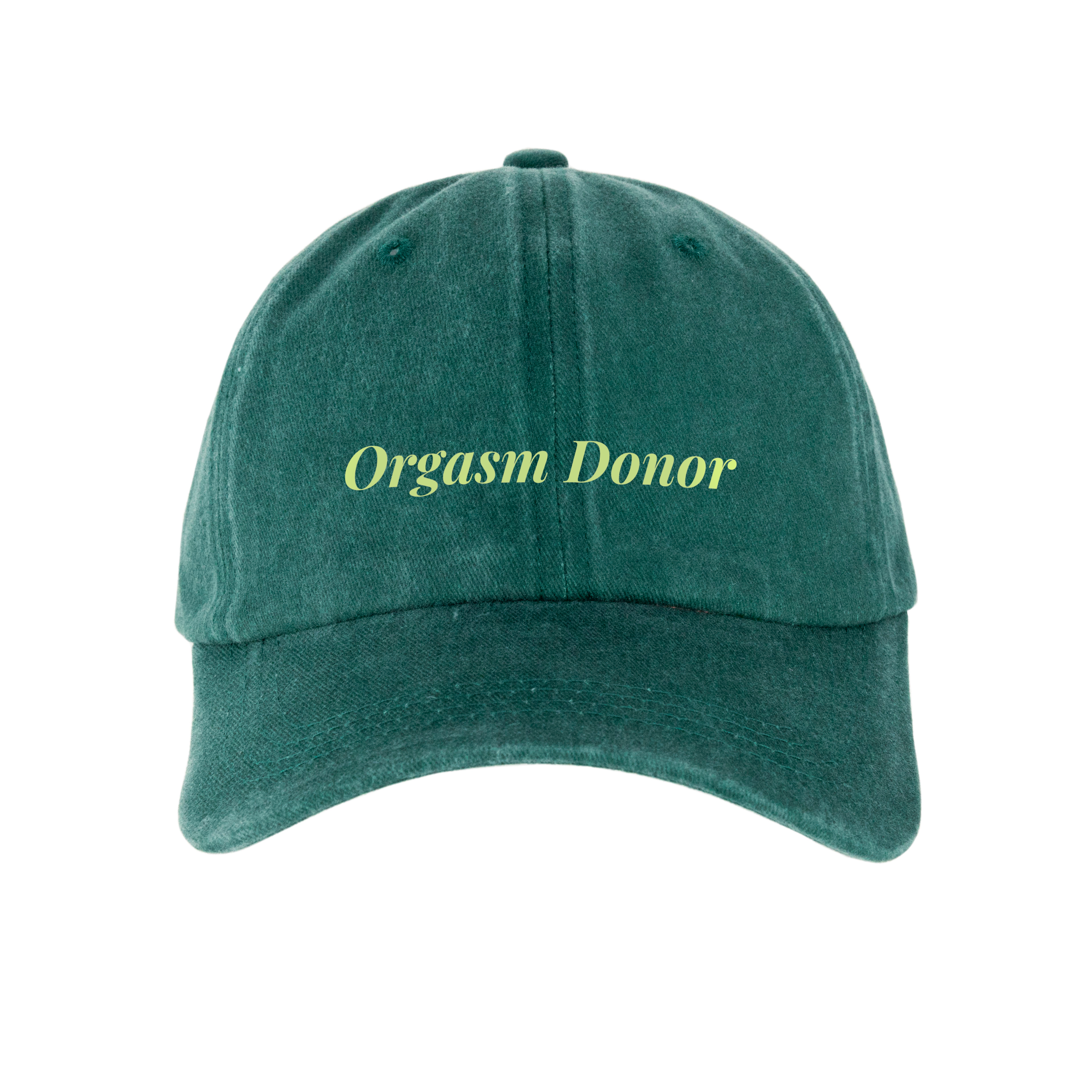 Кепка шестиклинка хлопок Vintage потертая зеленая Orgasm donor - фото 1 - Кепки, панамы