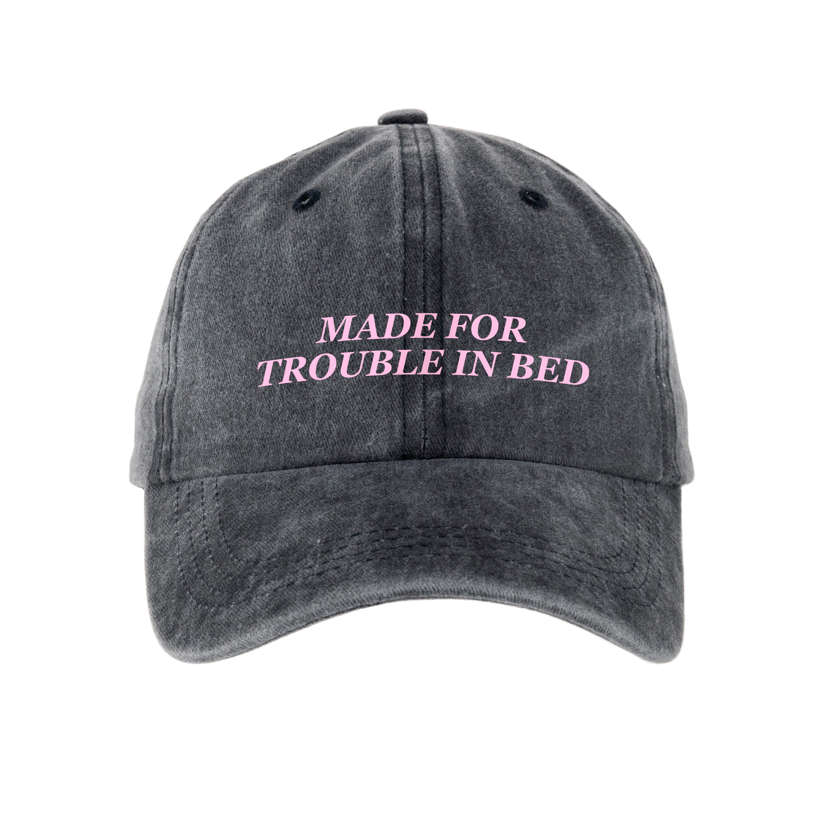 Кепка шестиклинка хлопок Vintage потертая темно-серая Made for trouble - фото 1 - Кепки, панамы