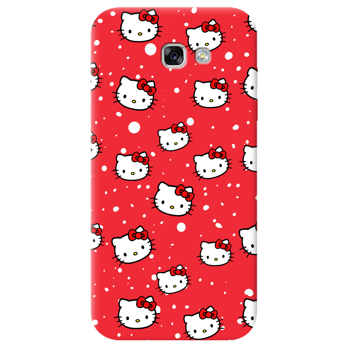 Чохол для Samsung Galaxy A7 2017 яскраво-червоний матовий soft touch Hello Kitty - фото 1 - Чохли для телефонів