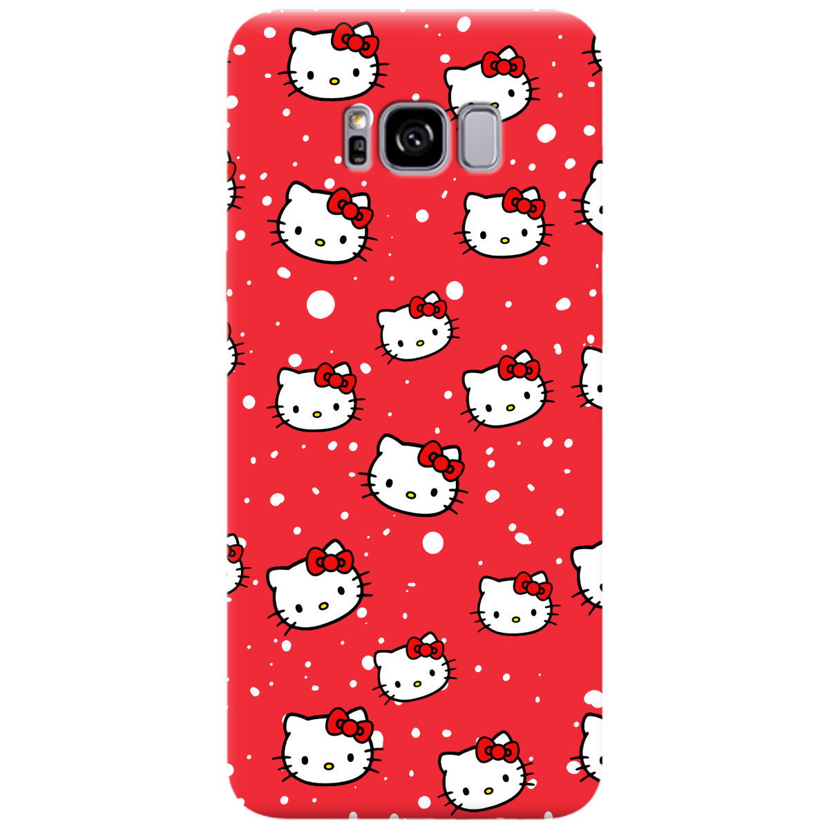 Чохол для Samsung Galaxy S8 Plus яскраво-червоний матовий soft touch Hello Kitty - фото 1 - Чохли для телефонів