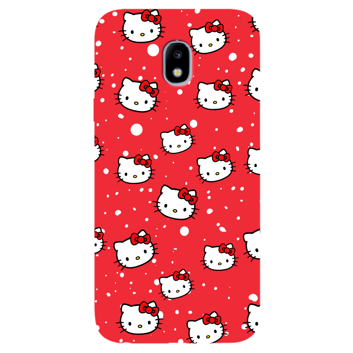 Чохол для Samsung Galaxy J3 2017 яскраво-червоний матовий soft touch Hello Kitty - фото 1 - Чохли для телефонів