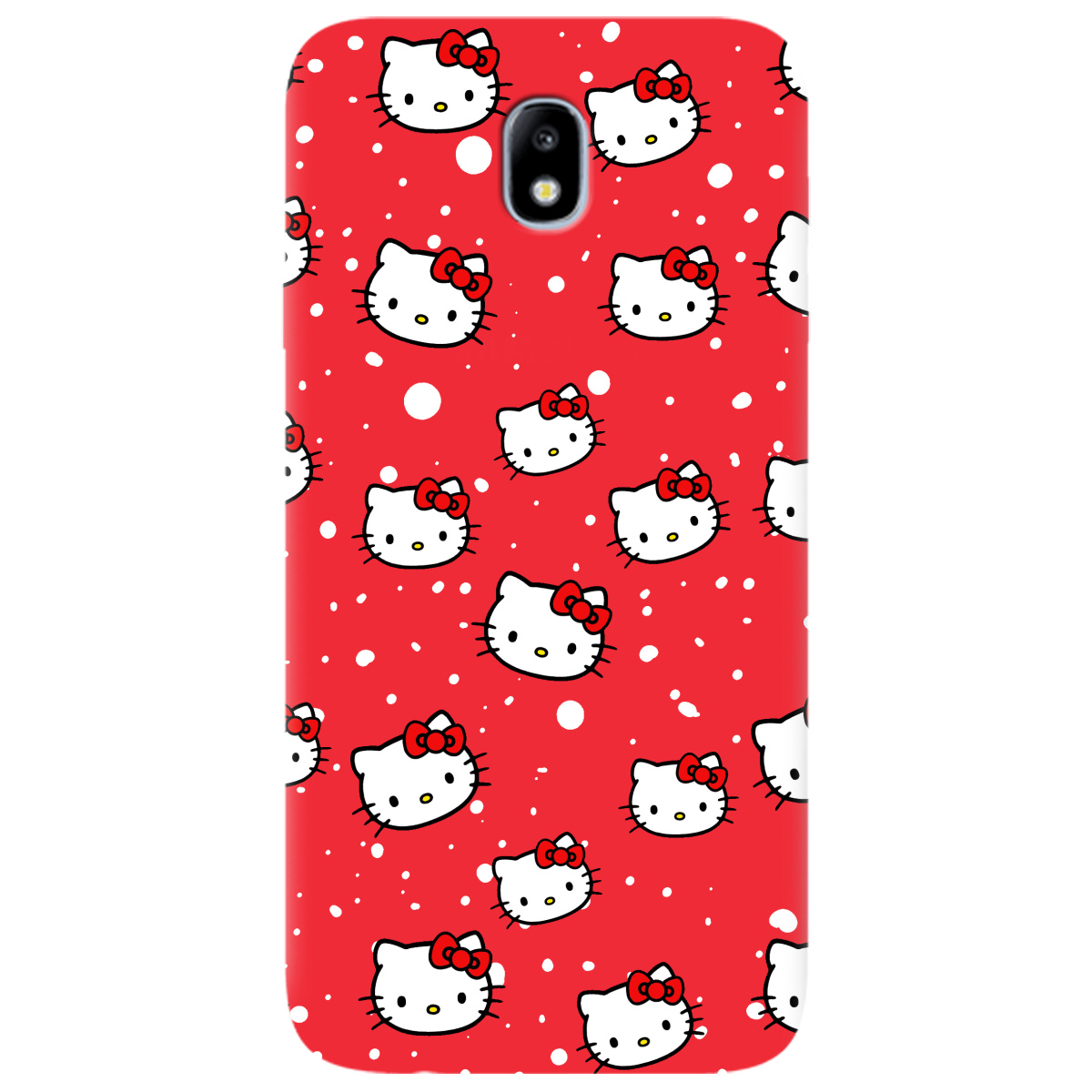 Чехол для Samsung Galaxy J7 2017 ярко-красный матовый soft touch Hello Kitty - фото 1 - Чехлы для телефонов