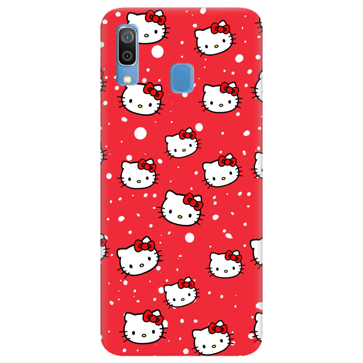 Чохол для Samsung Galaxy A30 яскраво-червоний матовий soft touch Hello Kitty - фото 1 Чохол для Samsung Galaxy A30 яскраво-червоний матовий soft touch Hello Kitty - фото 1 - Чохли для телефонів