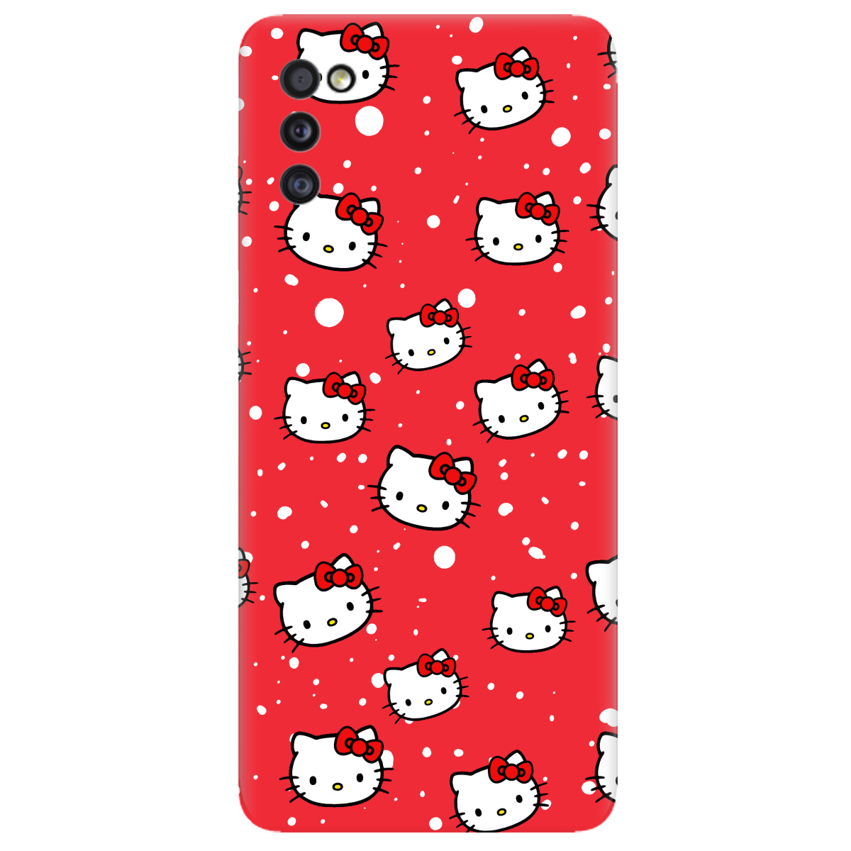 Чехол для Samsung Galaxy A41 ярко-красный матовый soft touch Hello Kitty - фото 1 - Чехлы для телефонов