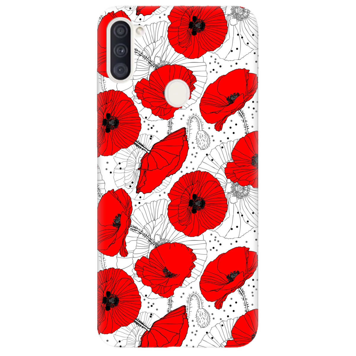 Чехол для Samsung Galaxy M11 Red flower - фото 1 Чехол для Samsung Galaxy M11 Red flower - фото 1 - Чехлы для телефонов