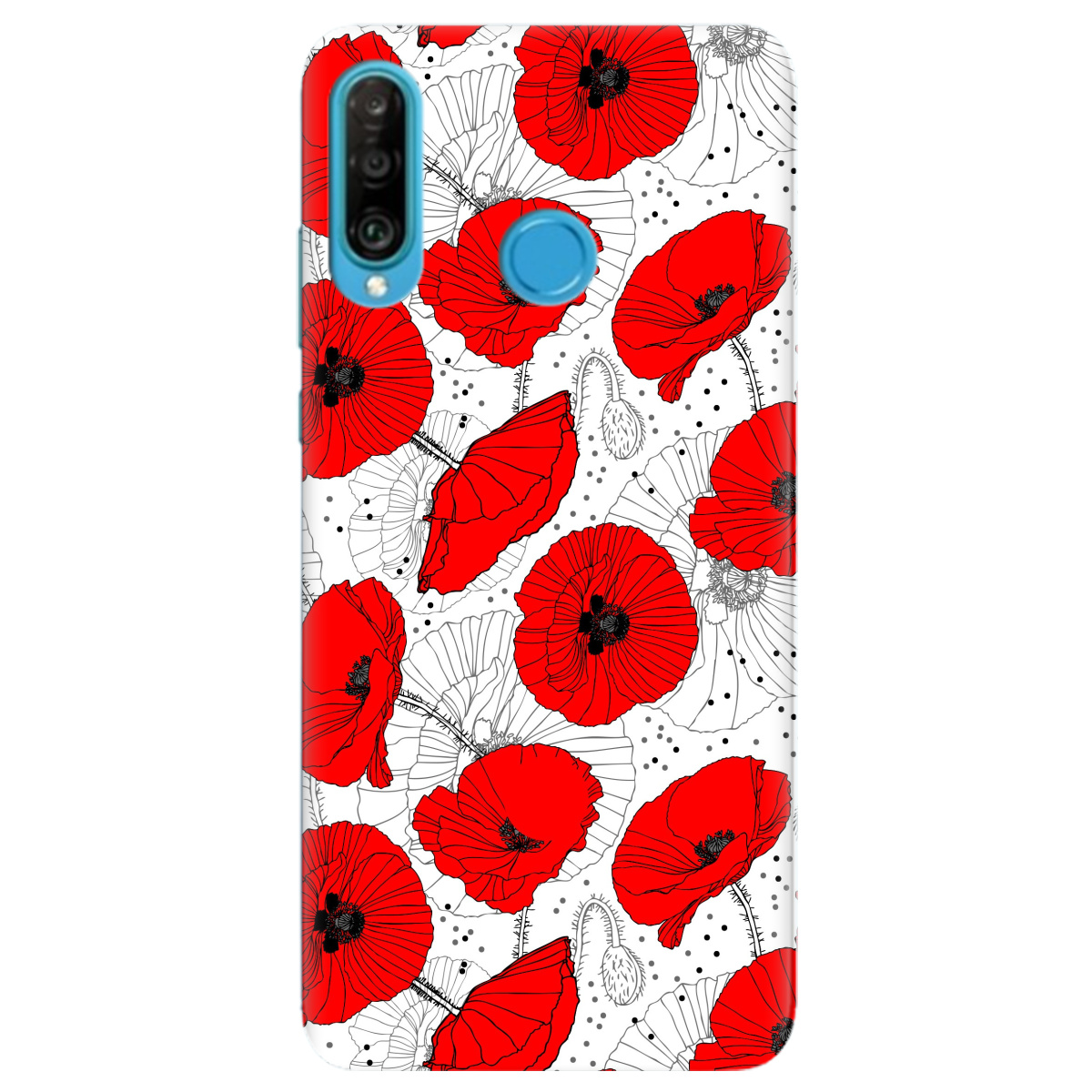 Чехол для Huawei P30 Lite Red flower - фото 1 Чехол для Huawei P30 Lite Red flower - фото 1 - Чехлы для телефонов