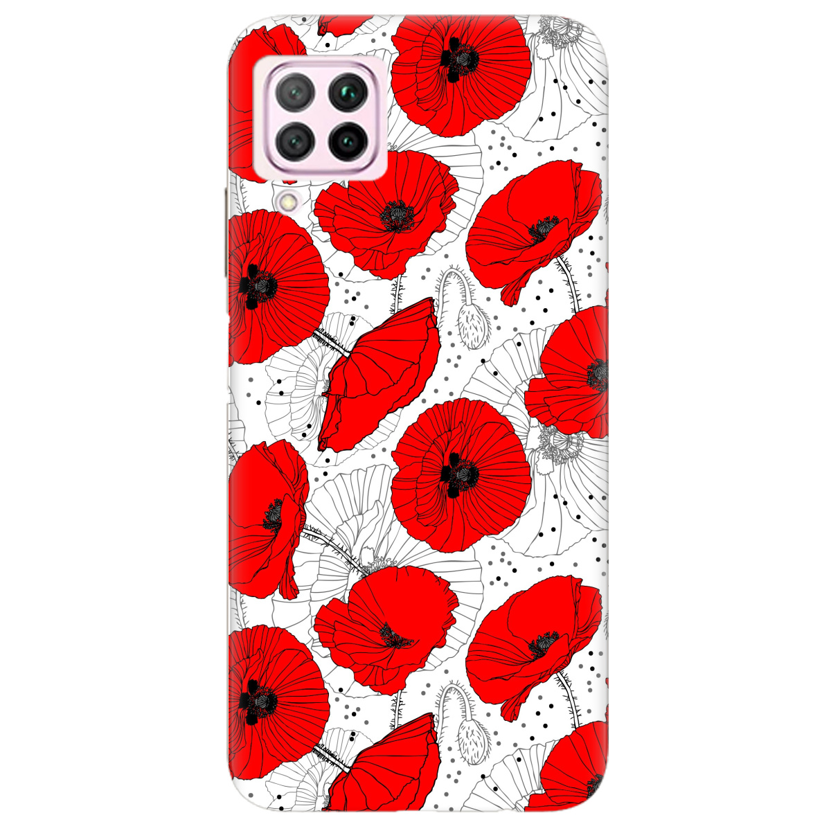 Чехол для Huawei P40 Lite Red flower - фото 1 - Чехлы для телефонов