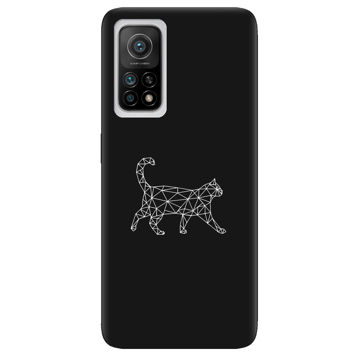 Чехол для Xiaomi Mi 10T/ Mi 10T Pro черный матовый soft touch White cat - фото 1 - Чехлы для телефонов