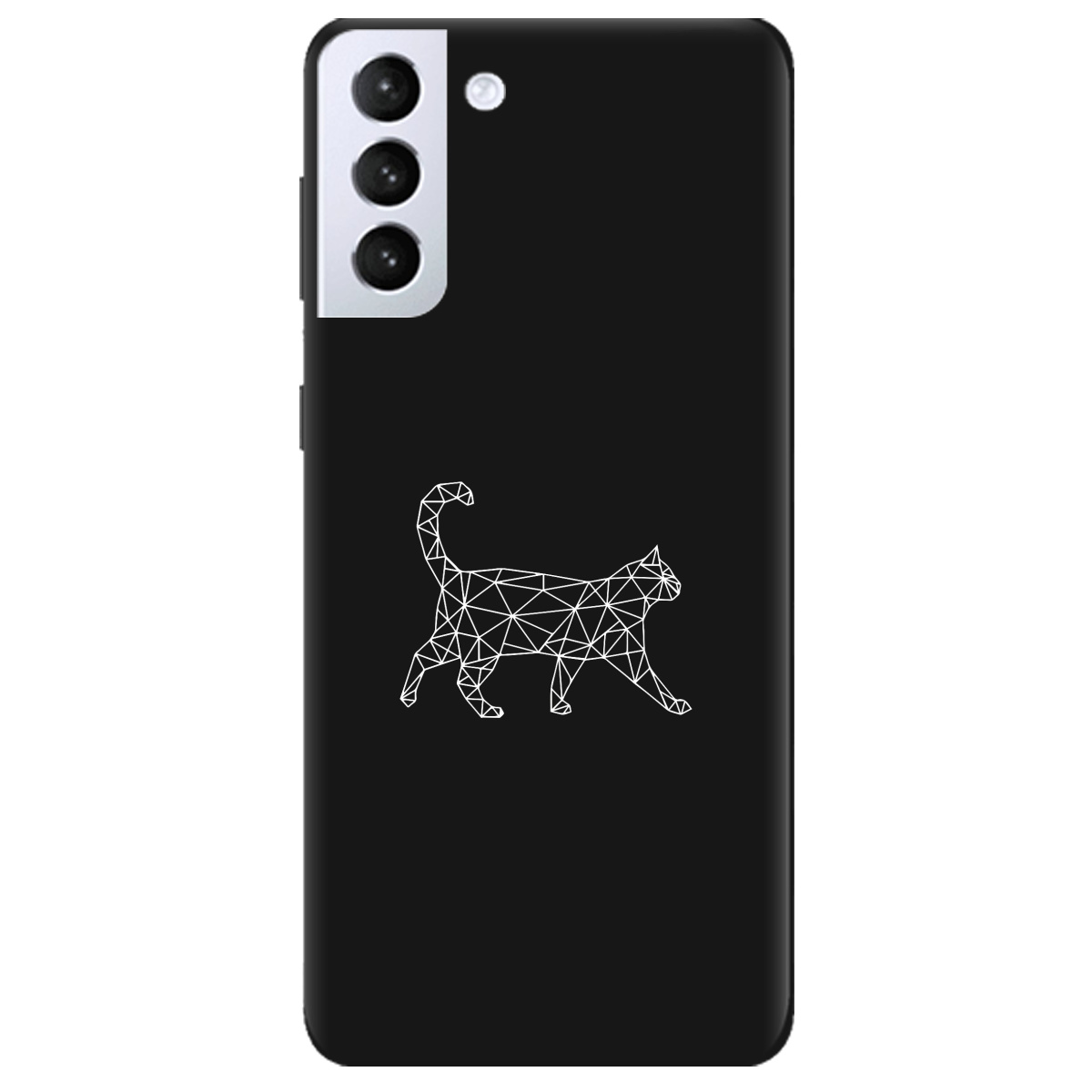 Чехол для Samsung Galaxy S21 Plus черный матовый soft touch White cat - фото 1 Чехол для Samsung Galaxy S21 Plus черный матовый soft touch White cat - фото 1 - Чехлы для телефонов