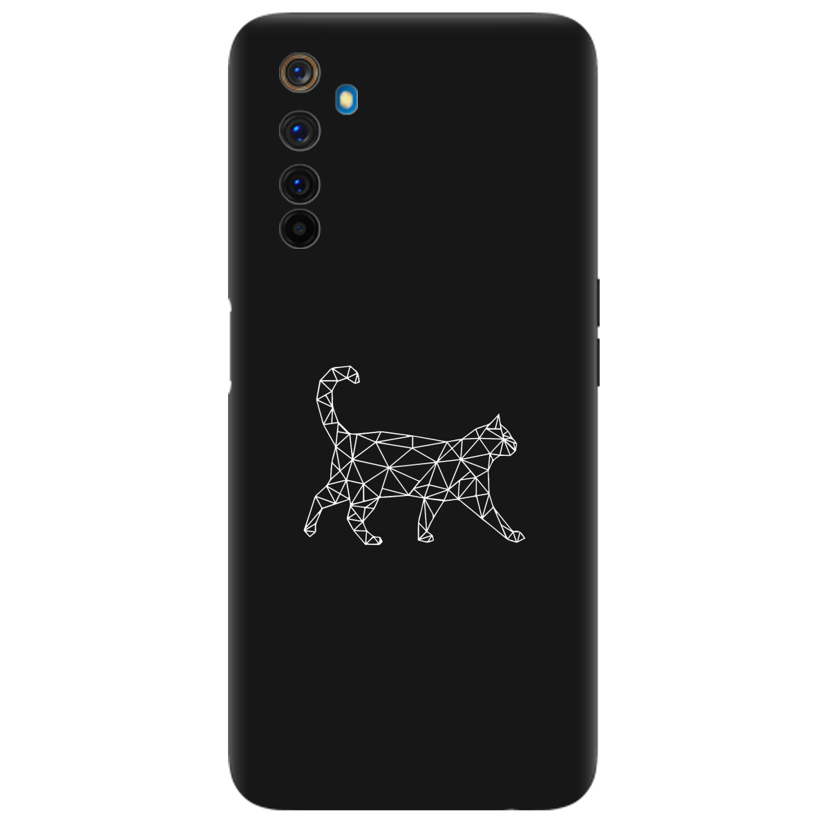 Чехол для Realme 6 Pro черный матовый soft touch White cat - фото 1 - Чехлы для телефонов