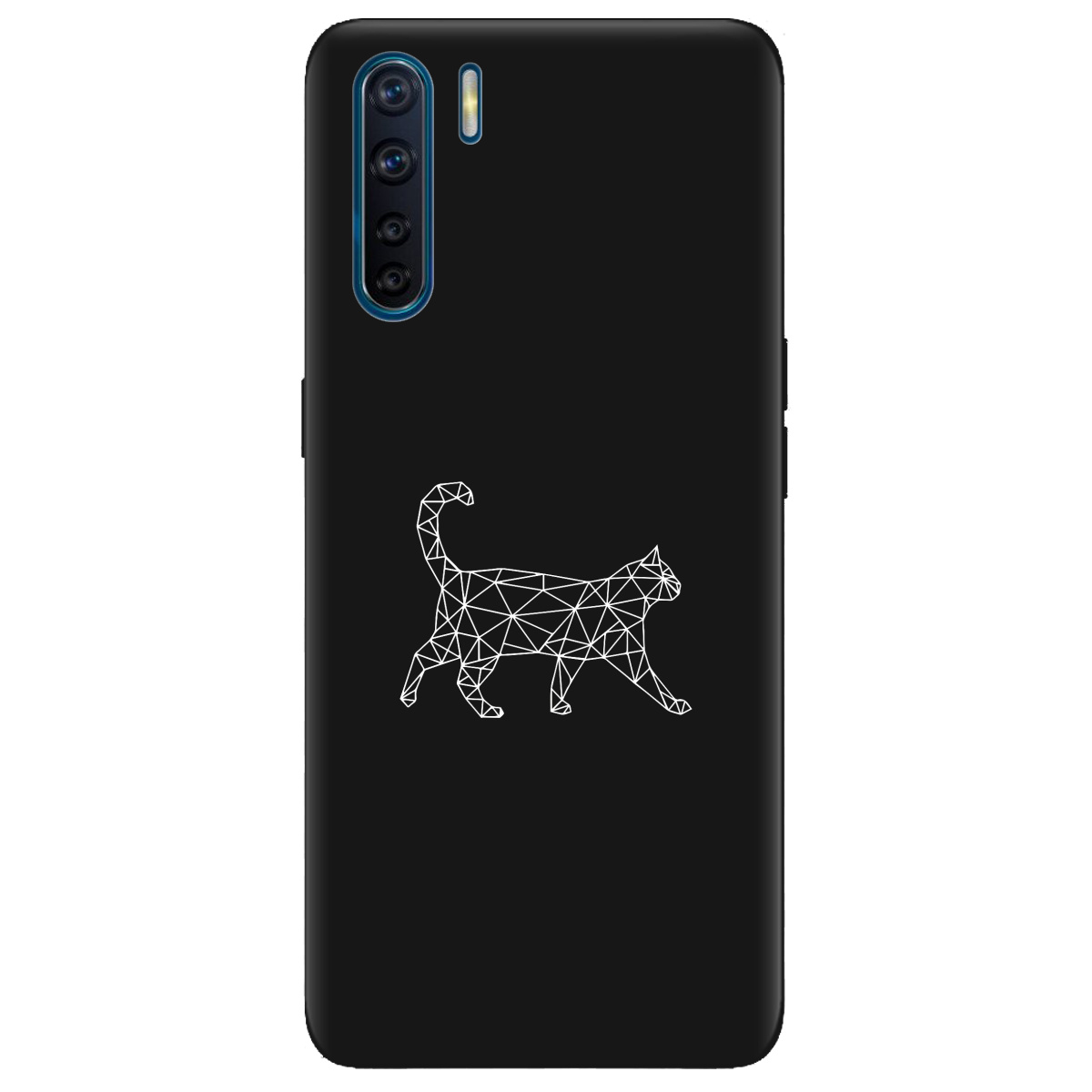 Чехол для Oppo Reno 3 черный матовый soft touch White cat - фото 1 - Чехлы для телефонов