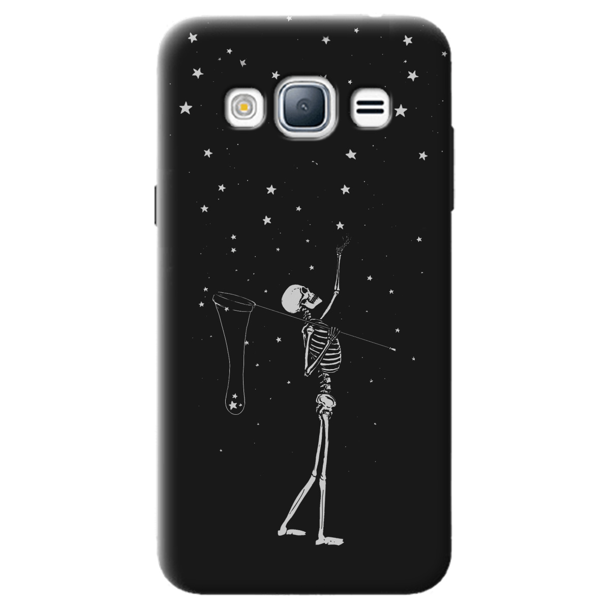 Чехол для Samsung Galaxy J3 2016 черный матовый soft touch Stars night - фото 1 - Чехлы для телефонов