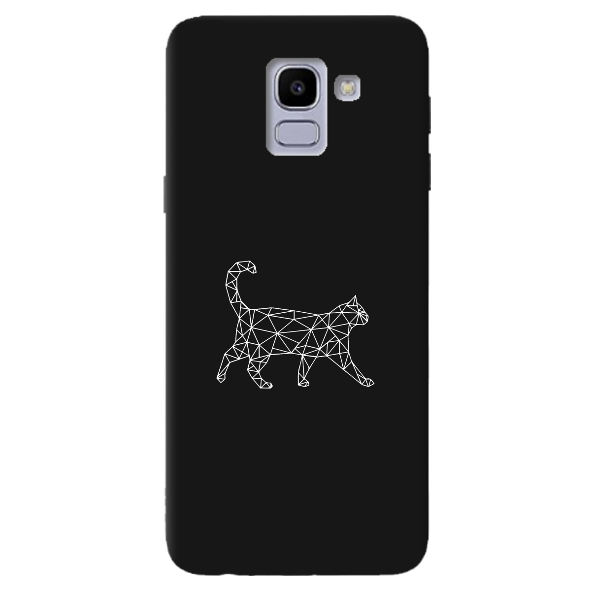 Чехол для Samsung Galaxy J6 2018 черный матовый soft touch White cat - фото 1 - Чехлы для телефонов
