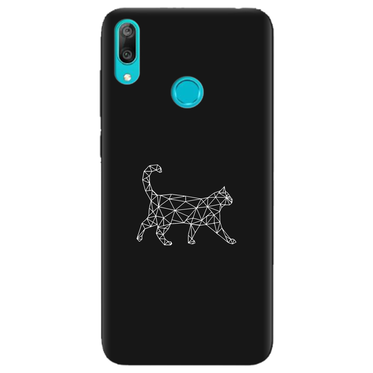 Чехол для Huawei Y7 2019 черный матовый soft touch White cat - фото 1 Чехол для Huawei Y7 2019 черный матовый soft touch White cat - фото 1 - Чехлы для телефонов