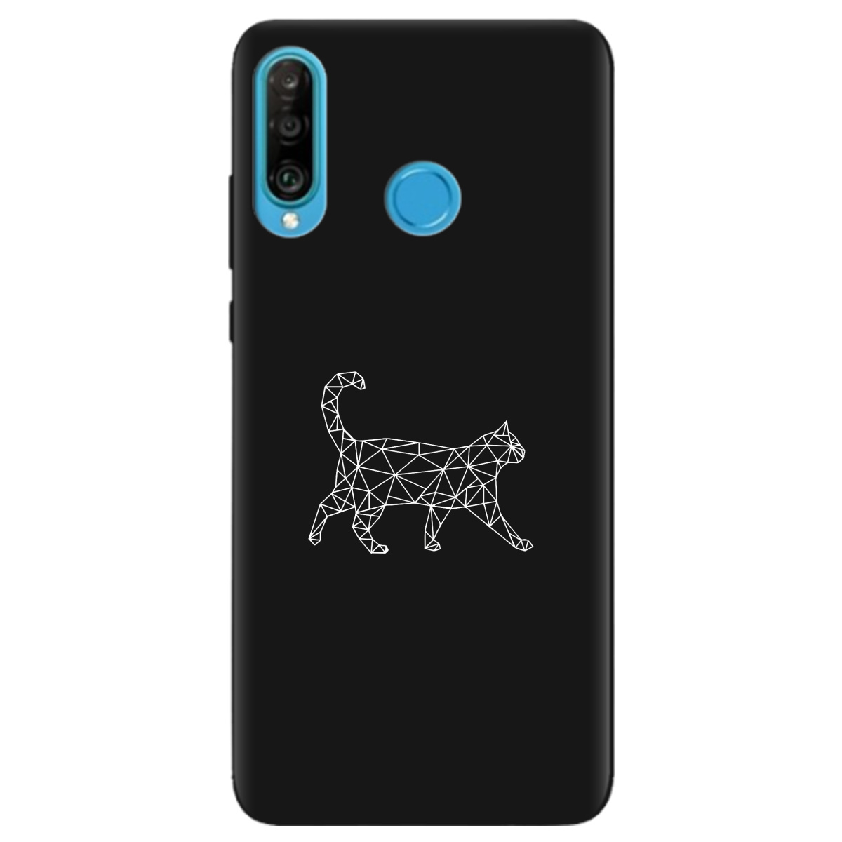Чохол для Huawei P30 Lite чорний матовий soft touch White cat - фото 1 - Чохли для телефонів