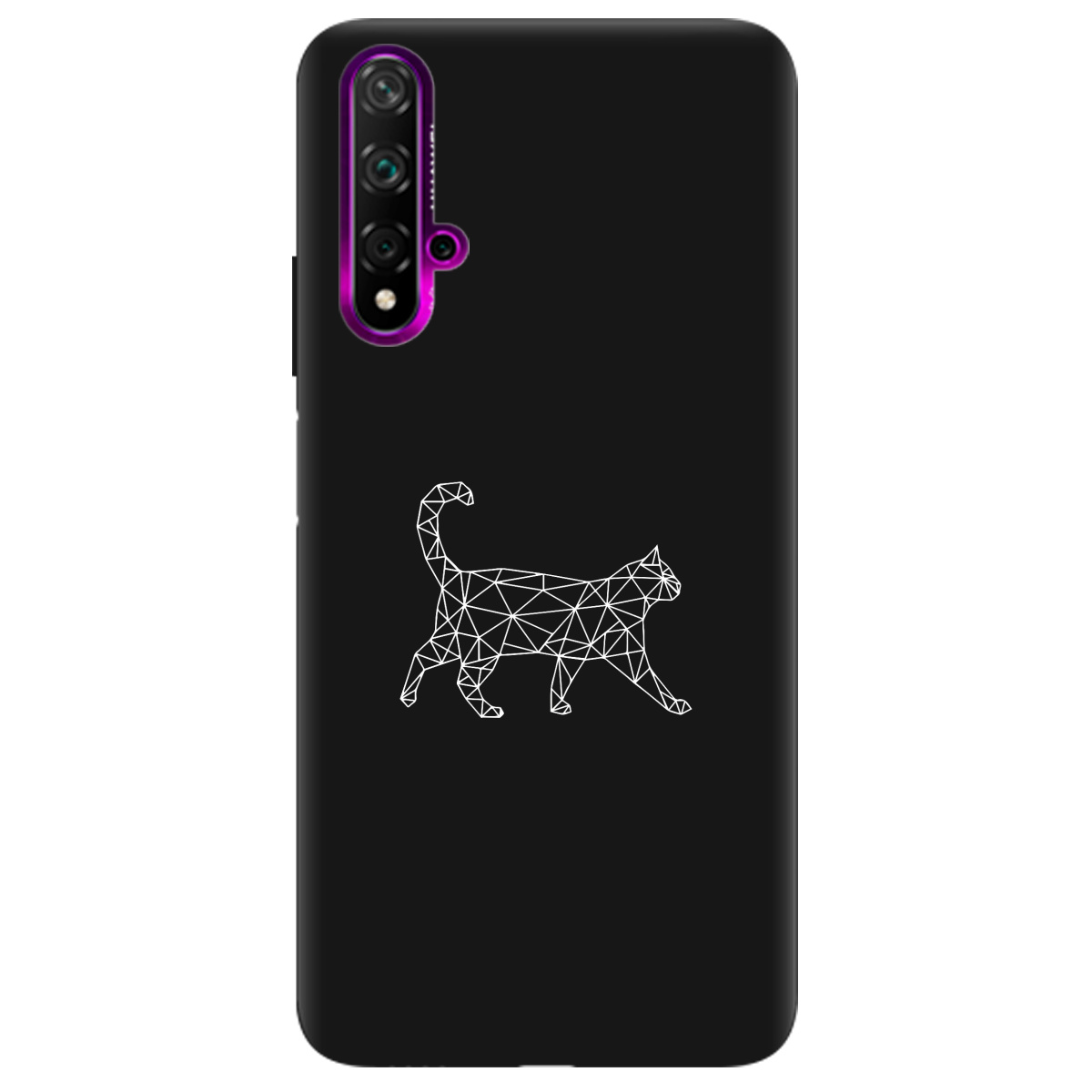 Чехол для Huawei Nova 5T черный матовый soft touch White cat - фото 1 - Чехлы для телефонов