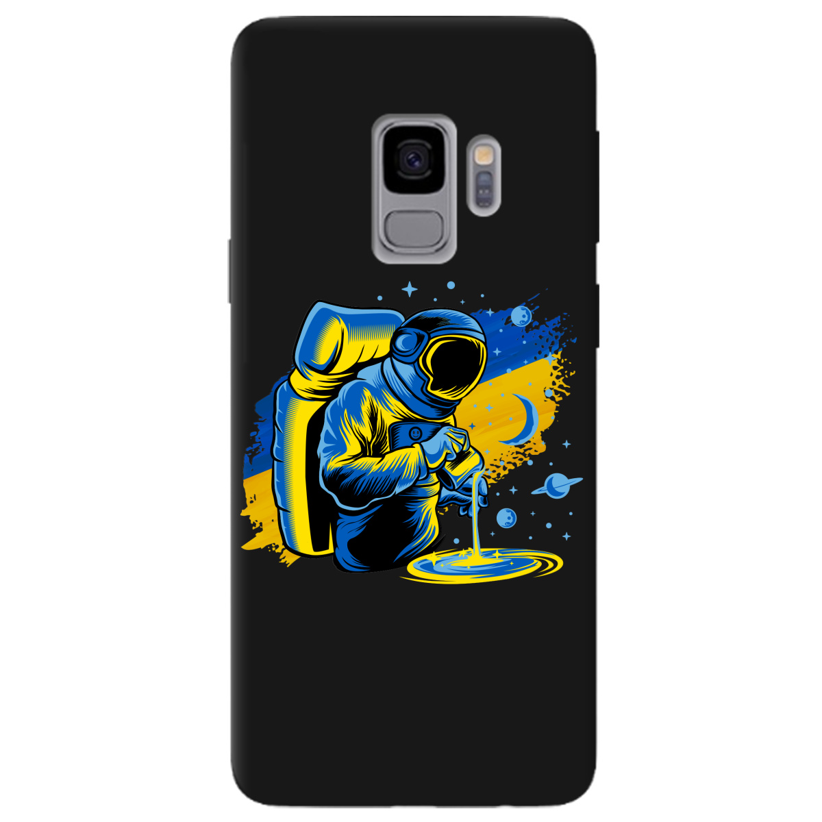 Чохол для Samsung Galaxy S9 чорний матовий soft touch Ukrainian space - фото 1 - Чохли для телефонів