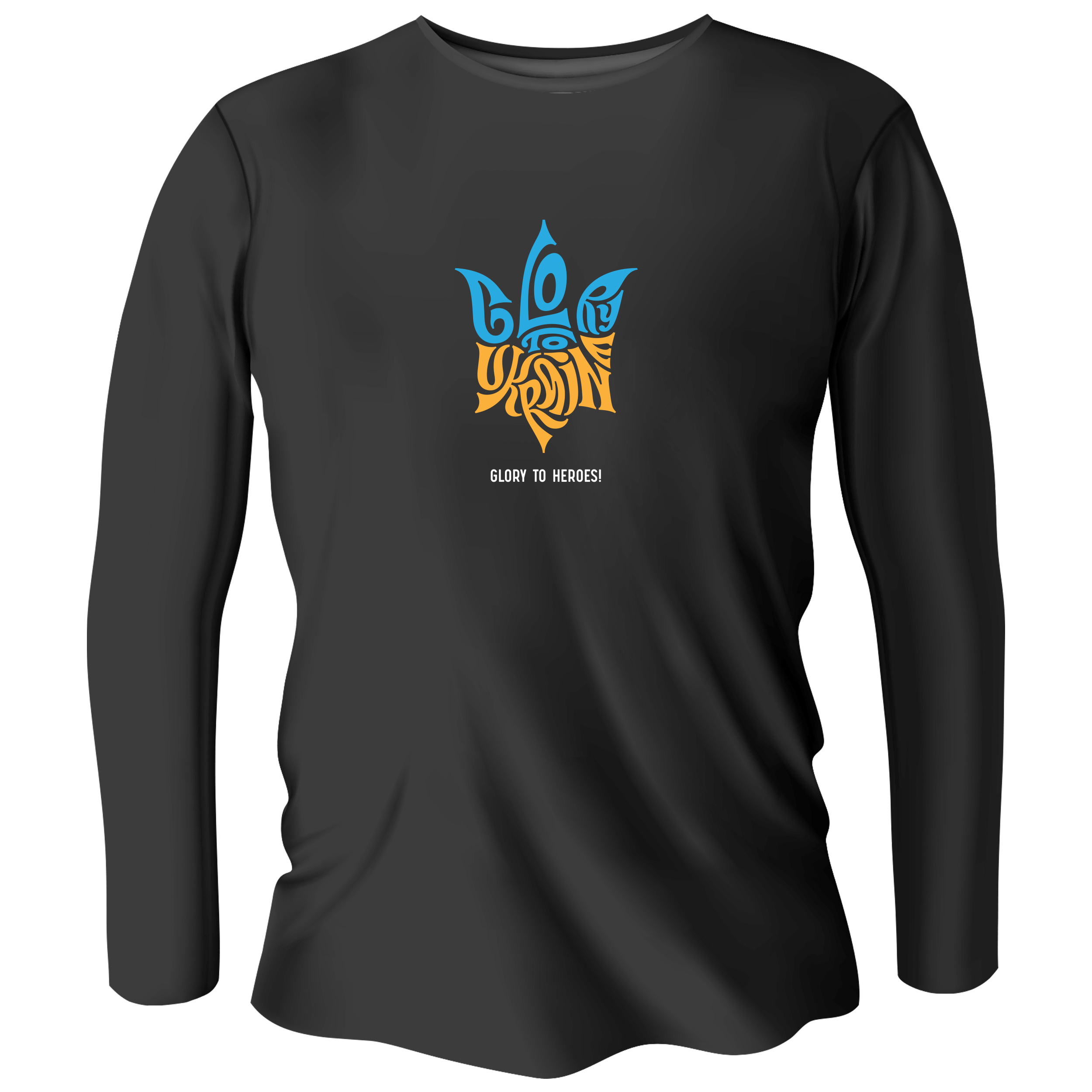 Лонгслив мужской чёрный хлопок/эластан Glory to Ukraine XXXL - фото 1 - Лонгсливы
