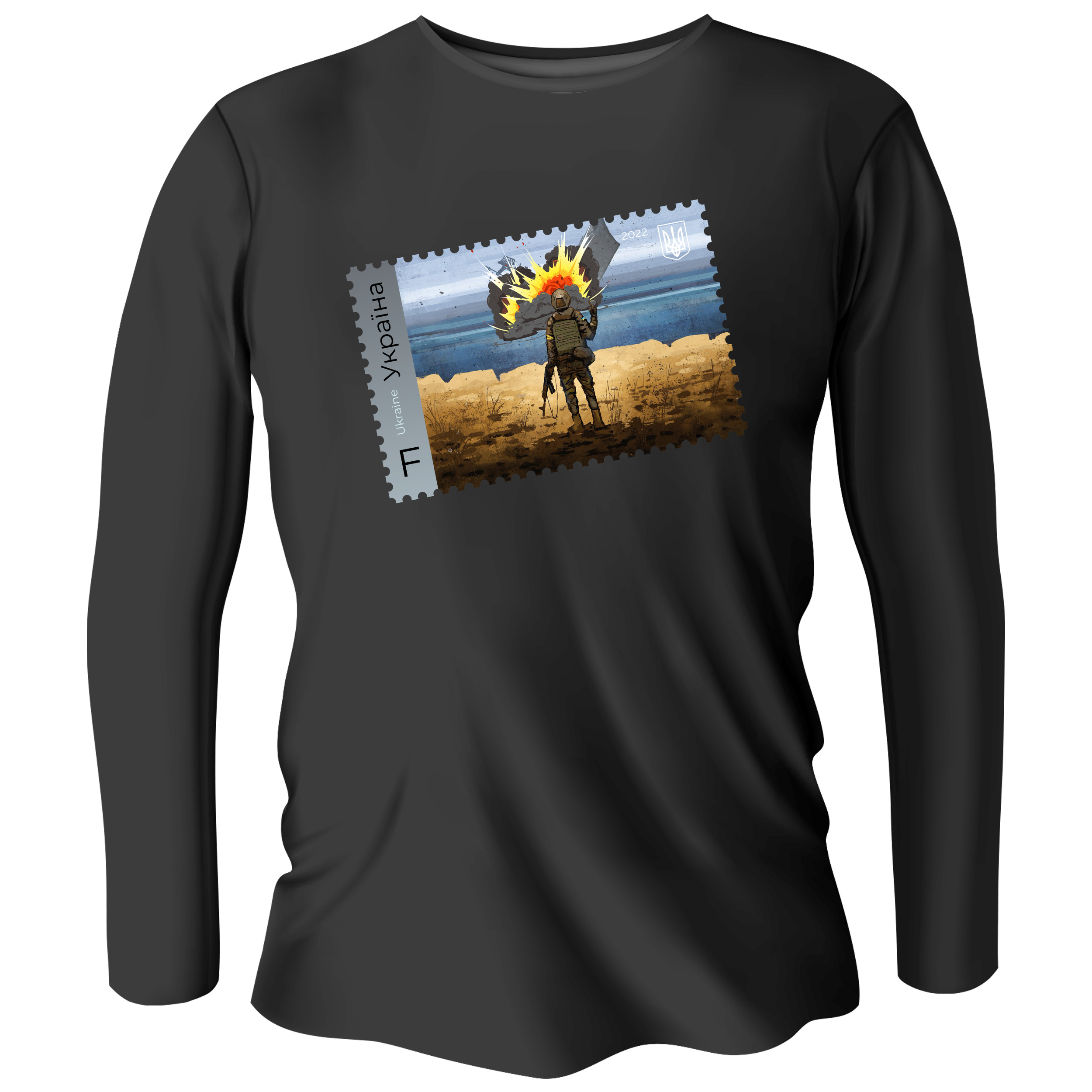 Лонгслів чоловічий чорний бавовна/еластан Марка S - фото 1 - Лонгсліви