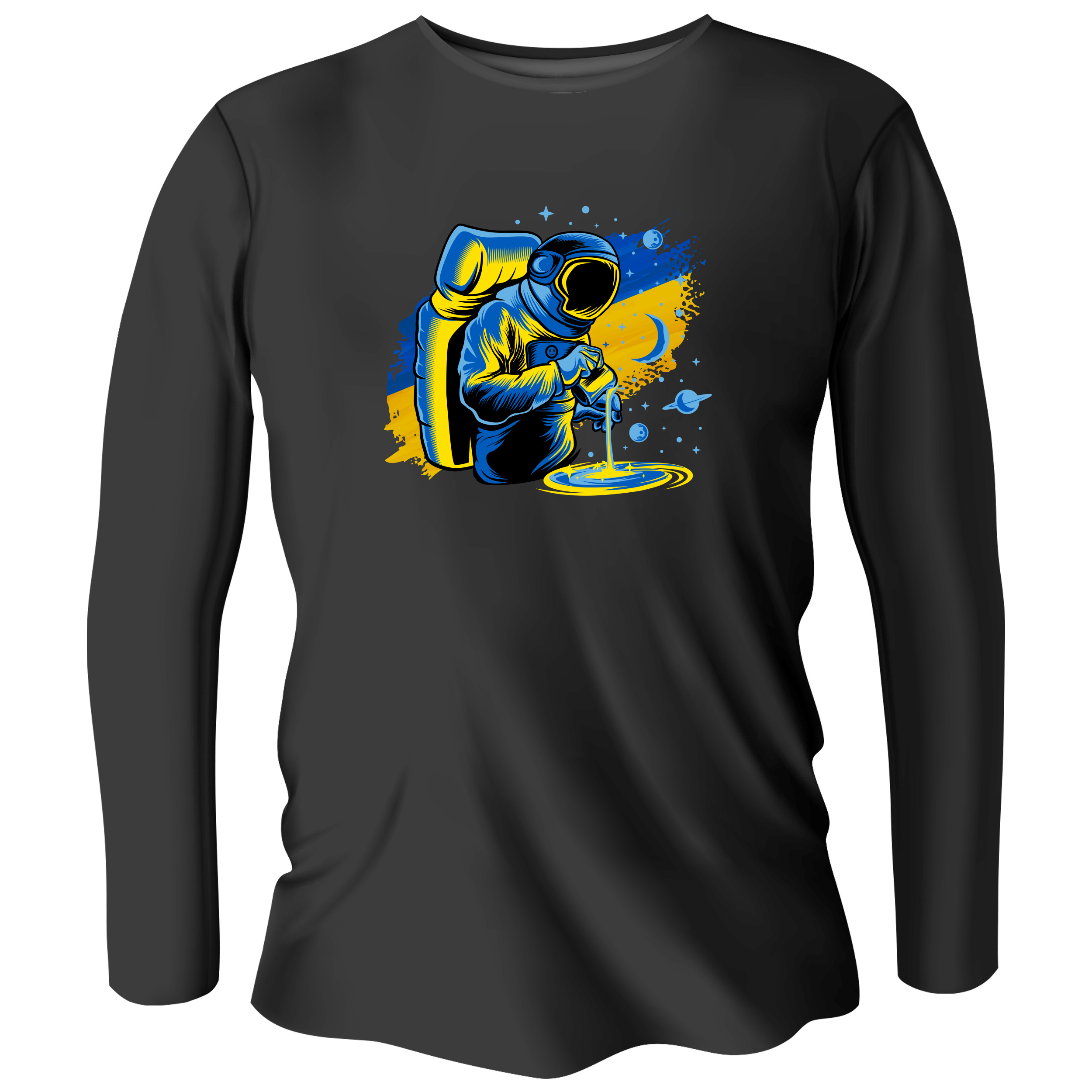 Лонгслив мужской чёрный хлопок/эластан Ukrainian universe XXXL - фото 1 - Лонгсливы