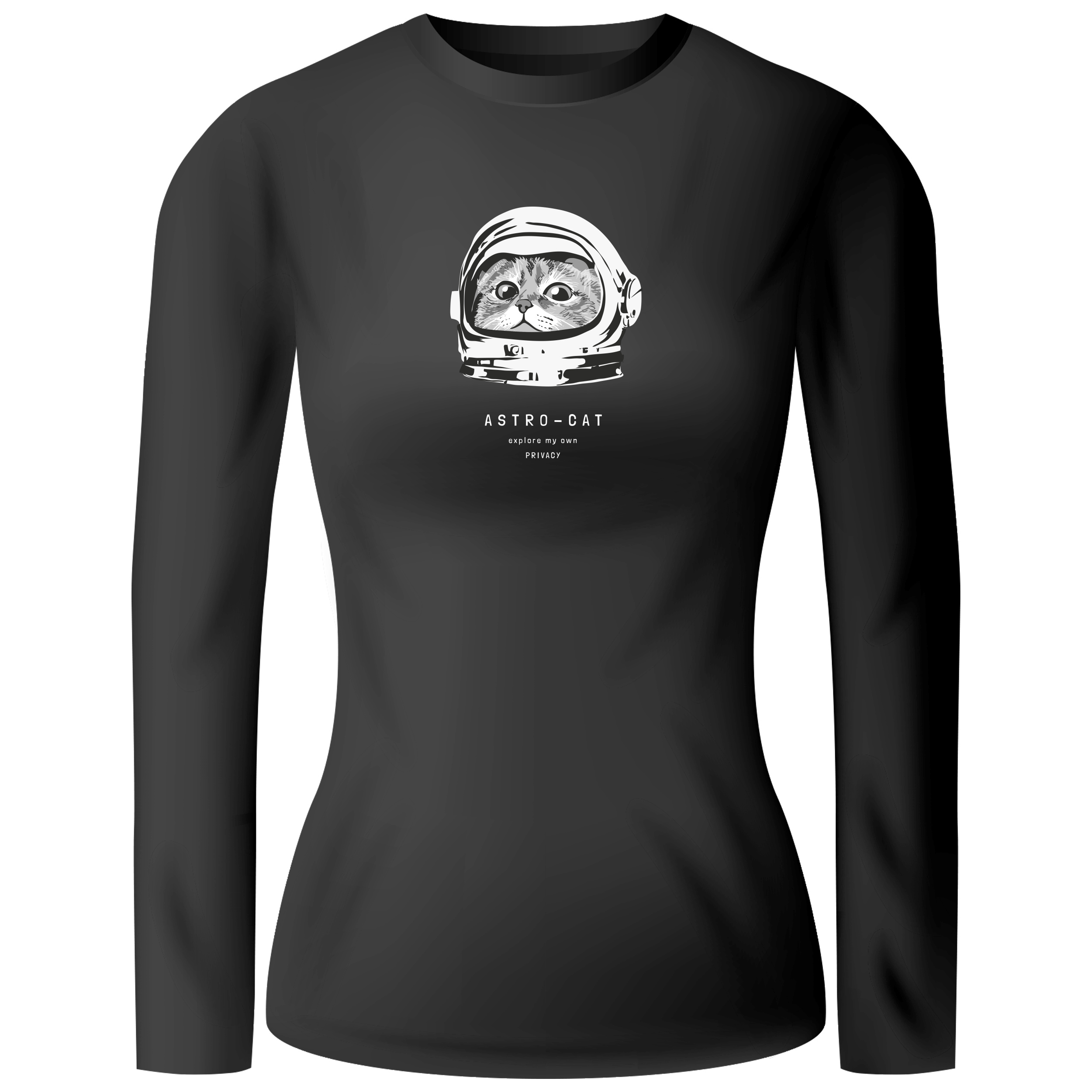 Лонгслив женский чёрный хлопок/эластан Astro-Cat XXXL - фото 1 - Лонгсливы
