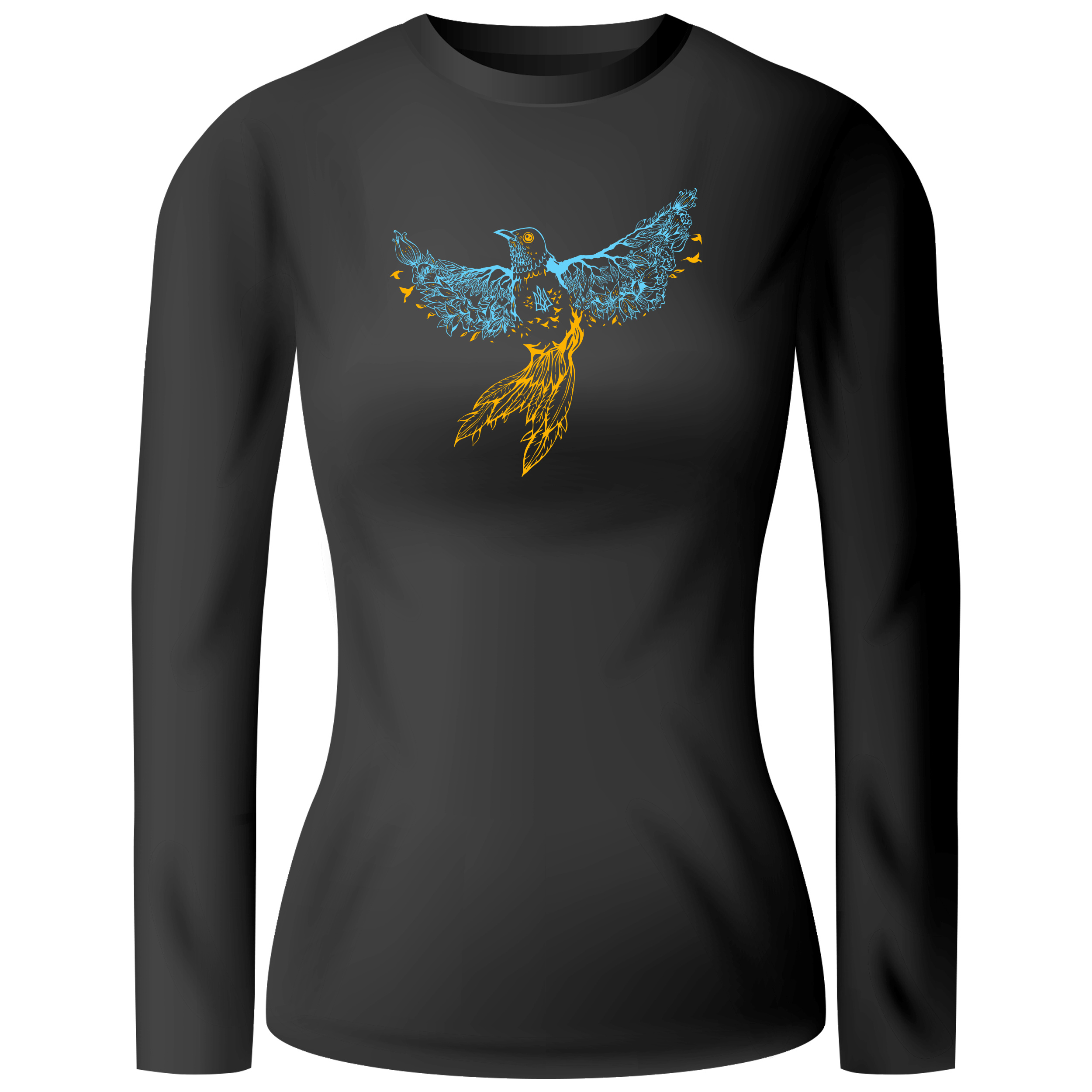 Лонгслів женский чорний бавовна/еластан Stay human, stay with Ukraine S - фото 1 - Лонгсліви