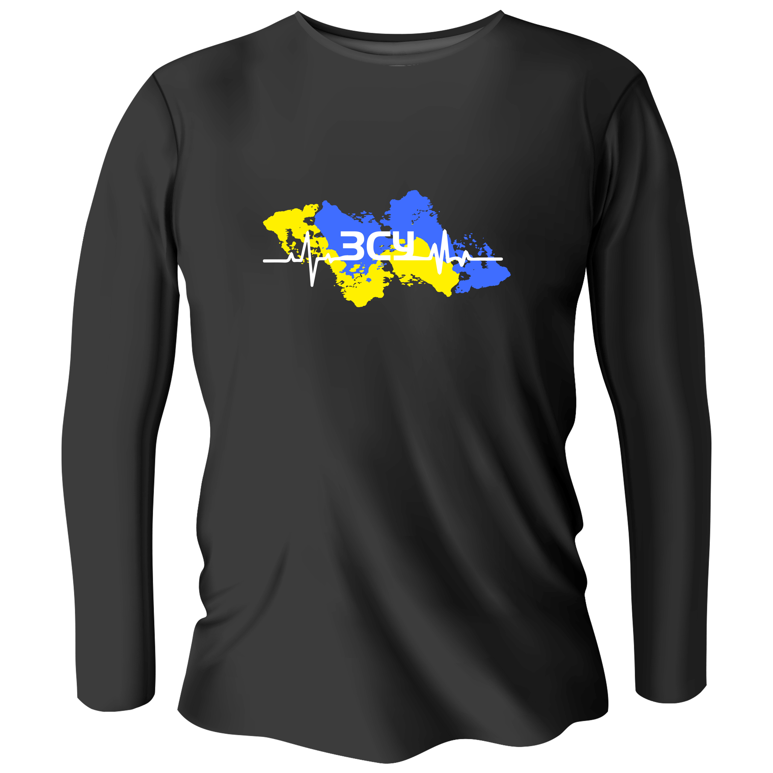 Лонгслив мужской чёрный хлопок/эластан Збройні Сили України XS - фото 1 - Лонгсливы