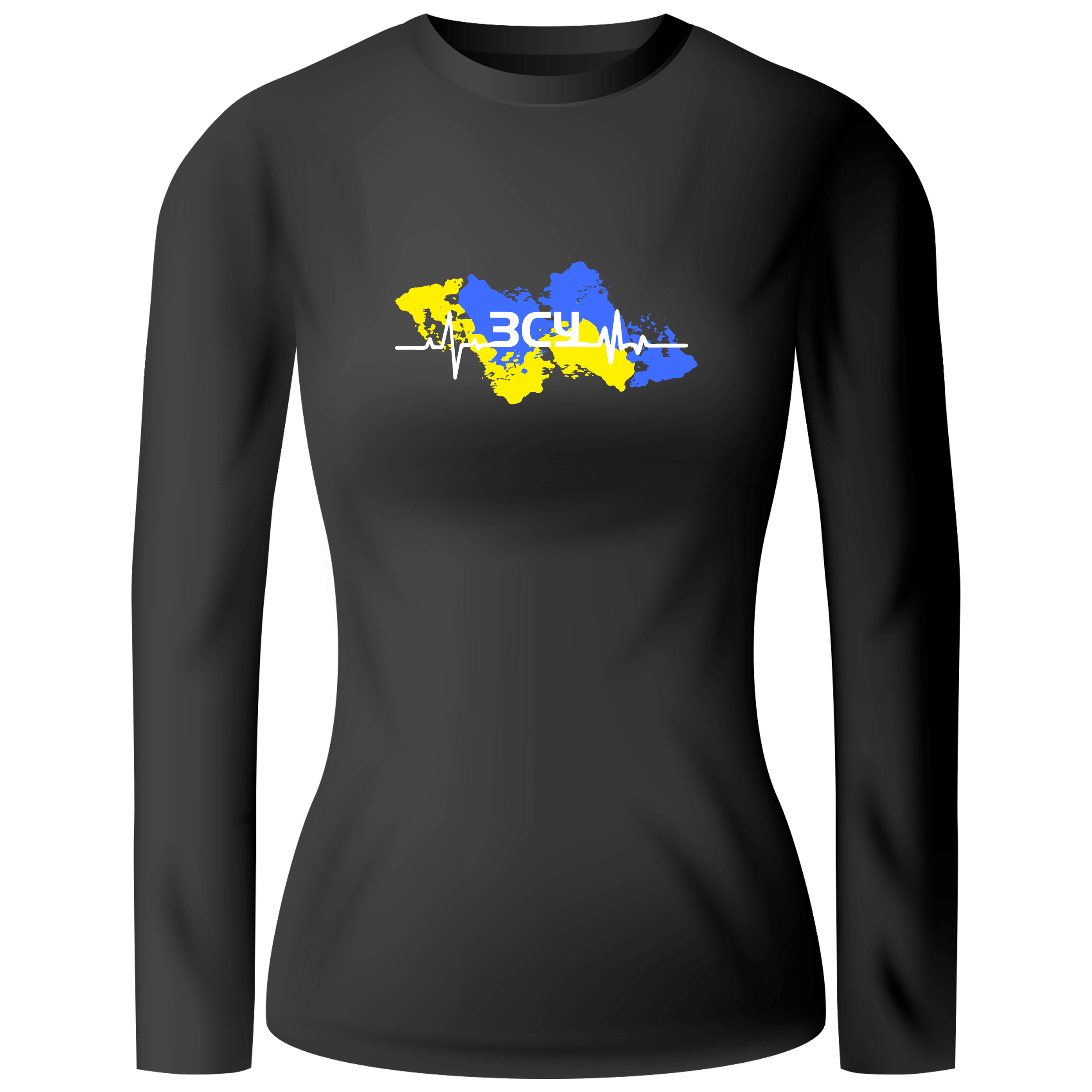 Лонгслив женский чёрный хлопок/эластан Збройні Сили України XXXL - фото 1 - Лонгсливы