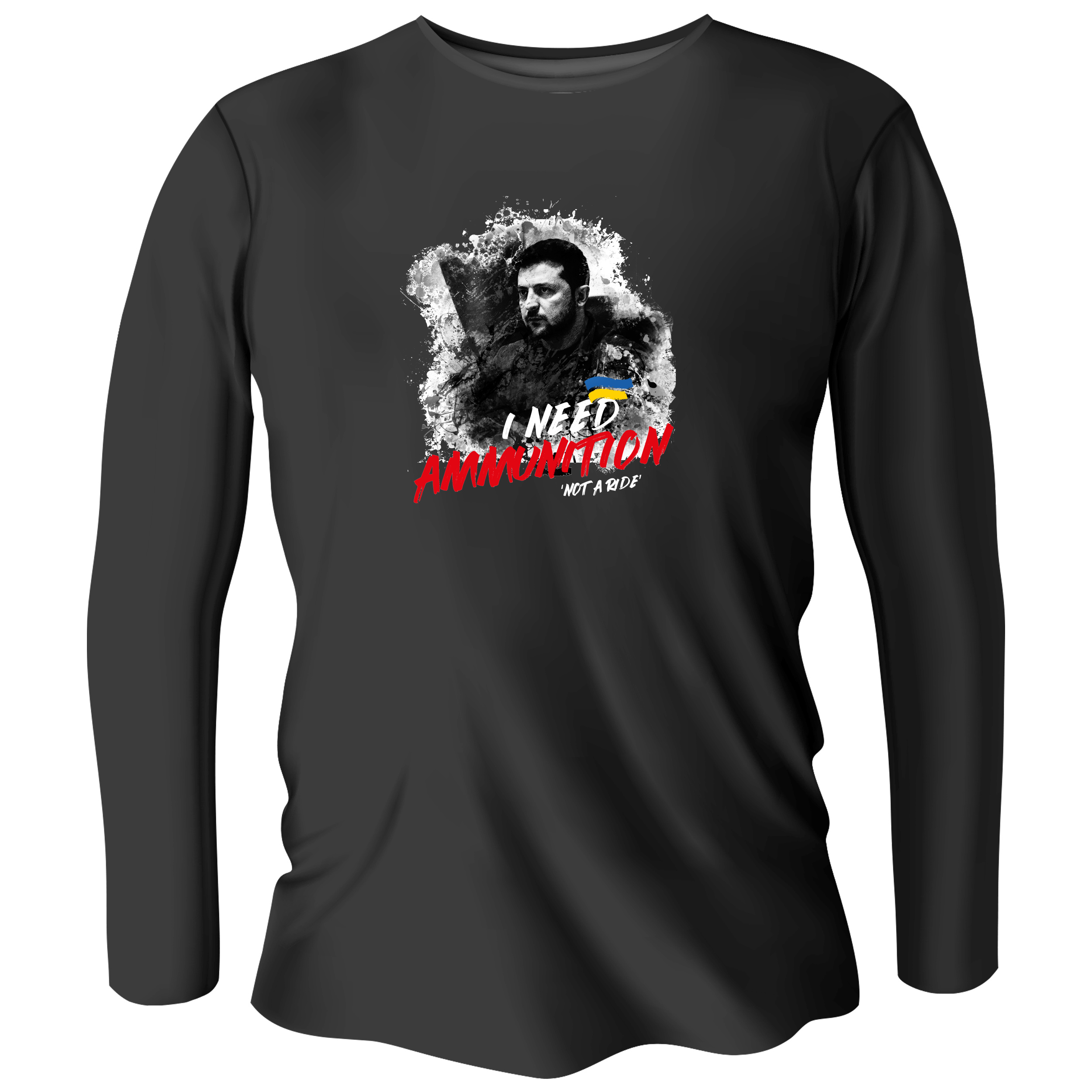 Лонгслів чоловічий чорний бавовна/еластан not a ride’ XXXL - фото 1 - Лонгсліви