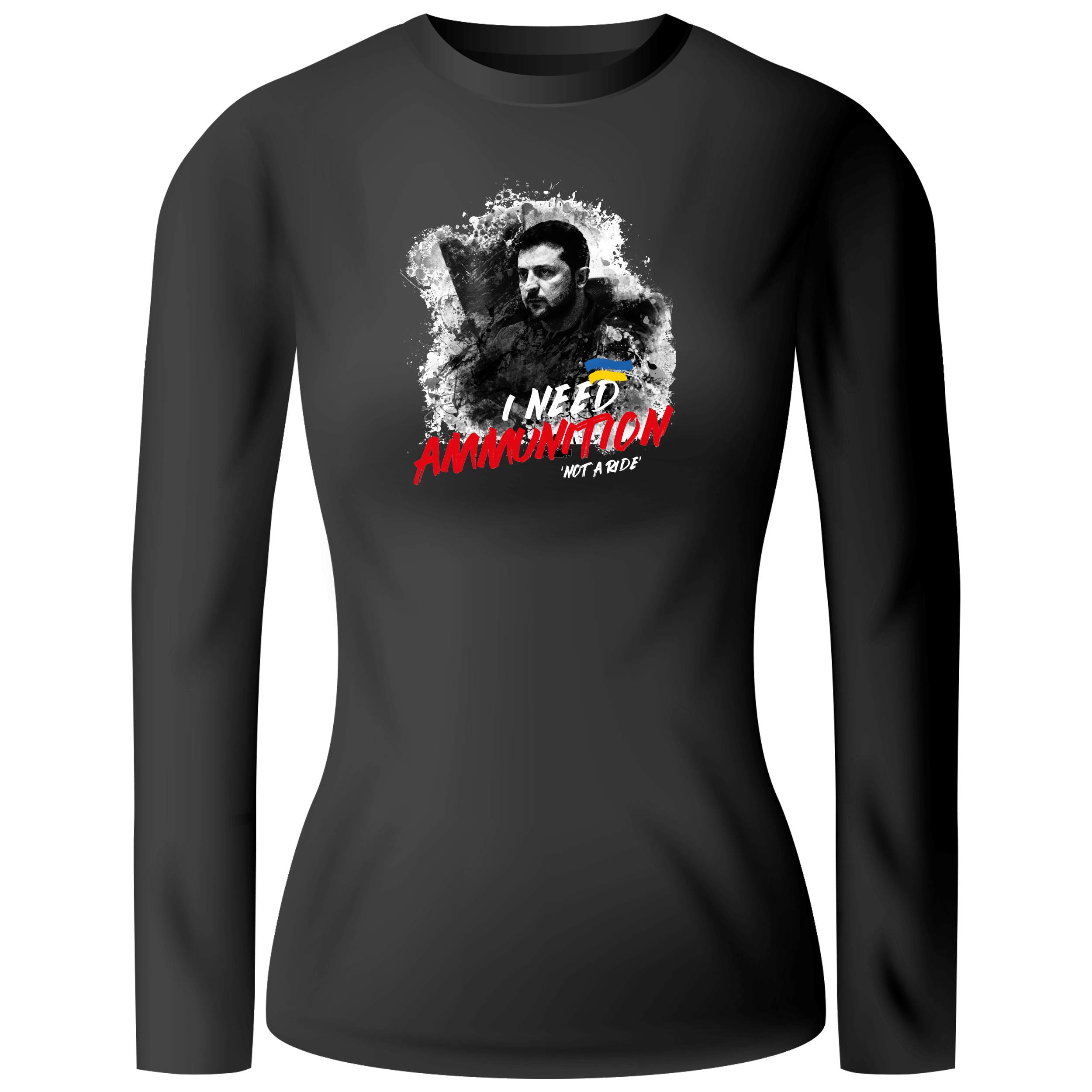 Лонгслів женский чорний бавовна/еластан not a ride’ L - фото 1 - Лонгсліви