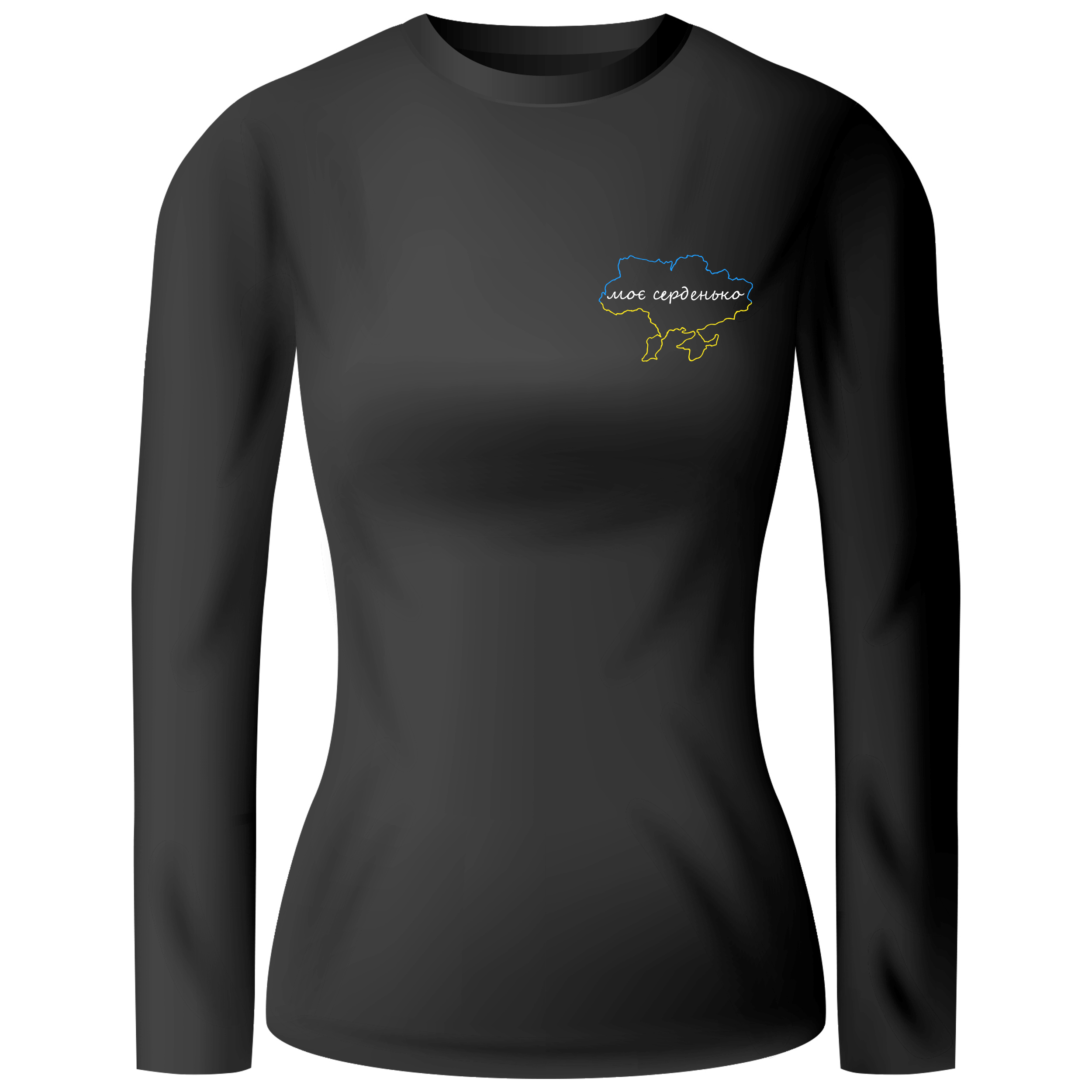 Лонгслив женский чёрный хлопок/эластан Моє серденько XXXL - фото 1 - Лонгсливы